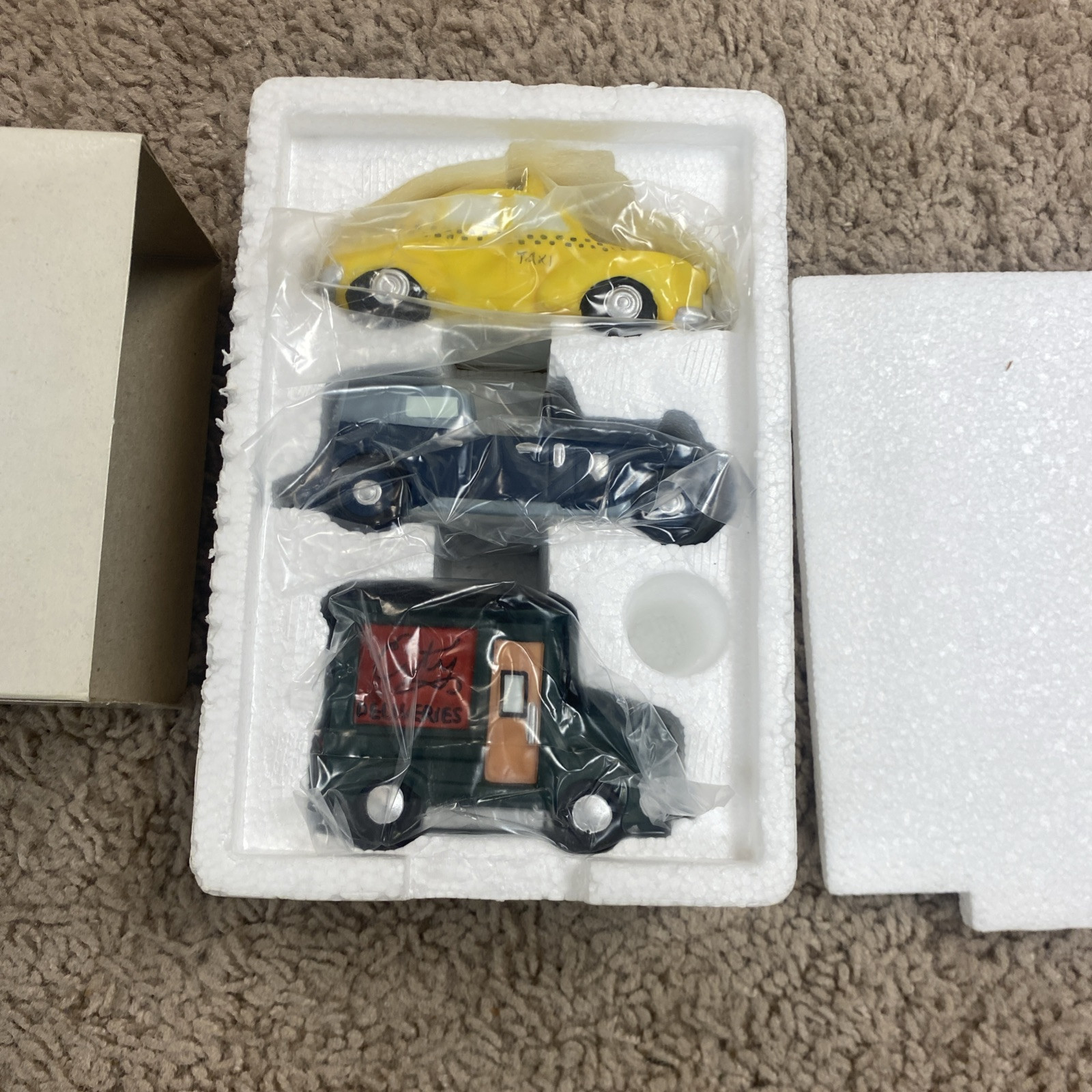 DEPT 56 Heritage Village Collection 1987 Automobiles #59641 Boxed 3 pc Set EUC
