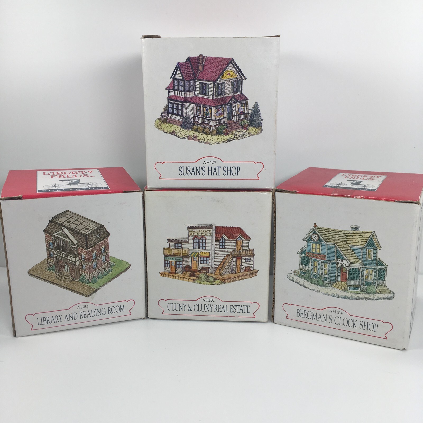 Lot of 4 Vintage Liberty Falls Americana Collection Houses AH82, AH102 104 127