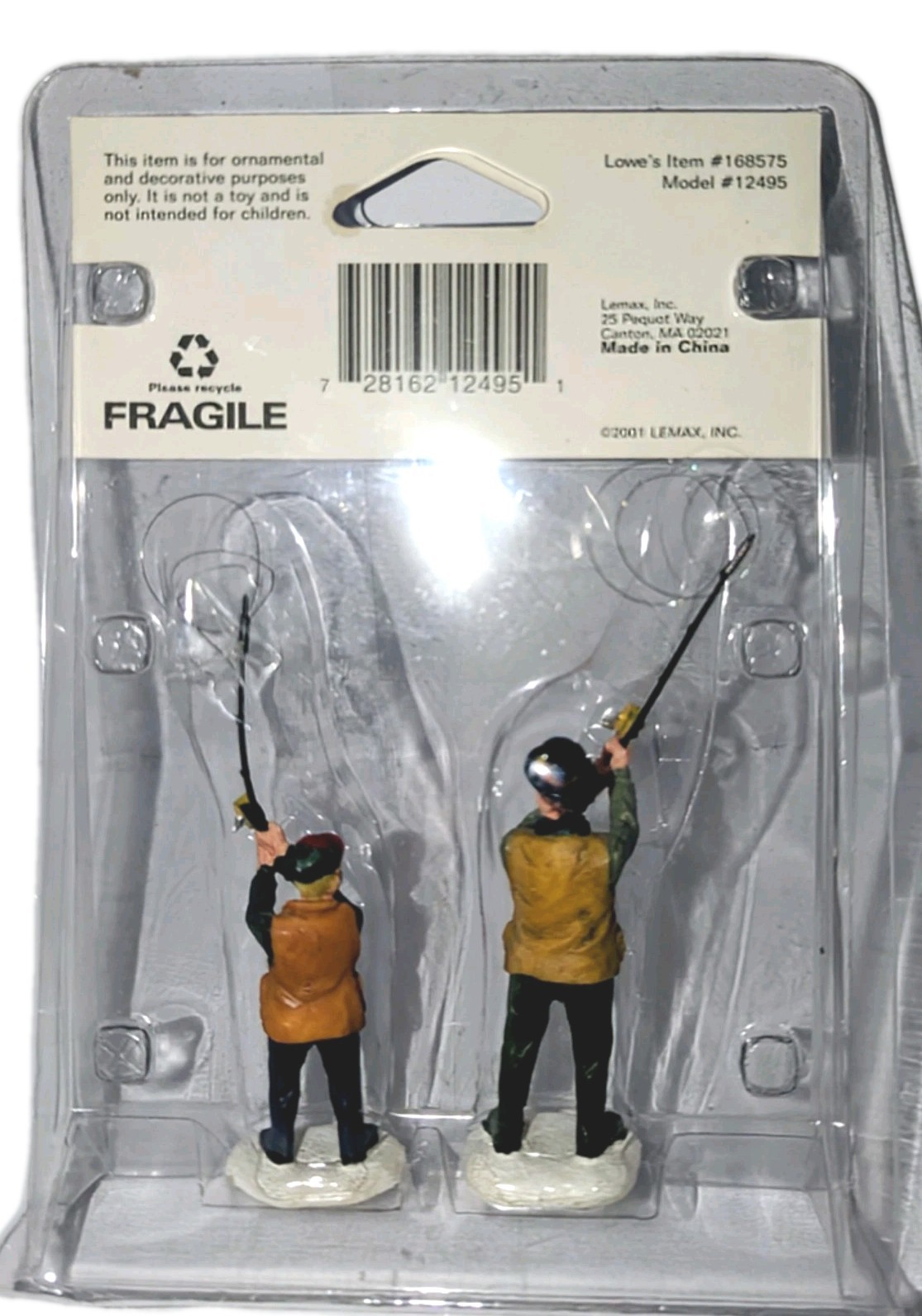 Vtg Lemax Village Accessories Lighted Campfire Skiers Elves Fly Fishing Tree NEW