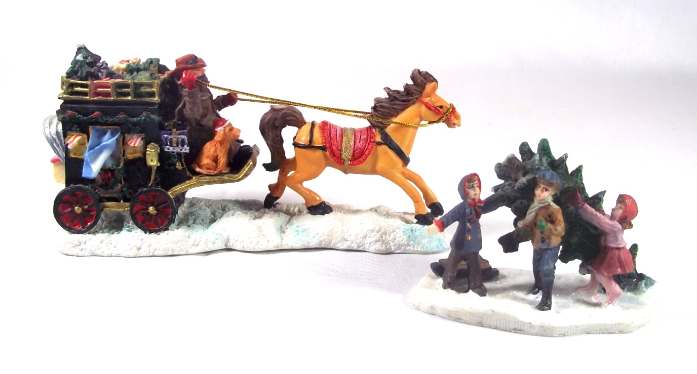 Christmas Village Character Lot 2 Resin Figures (c)2009