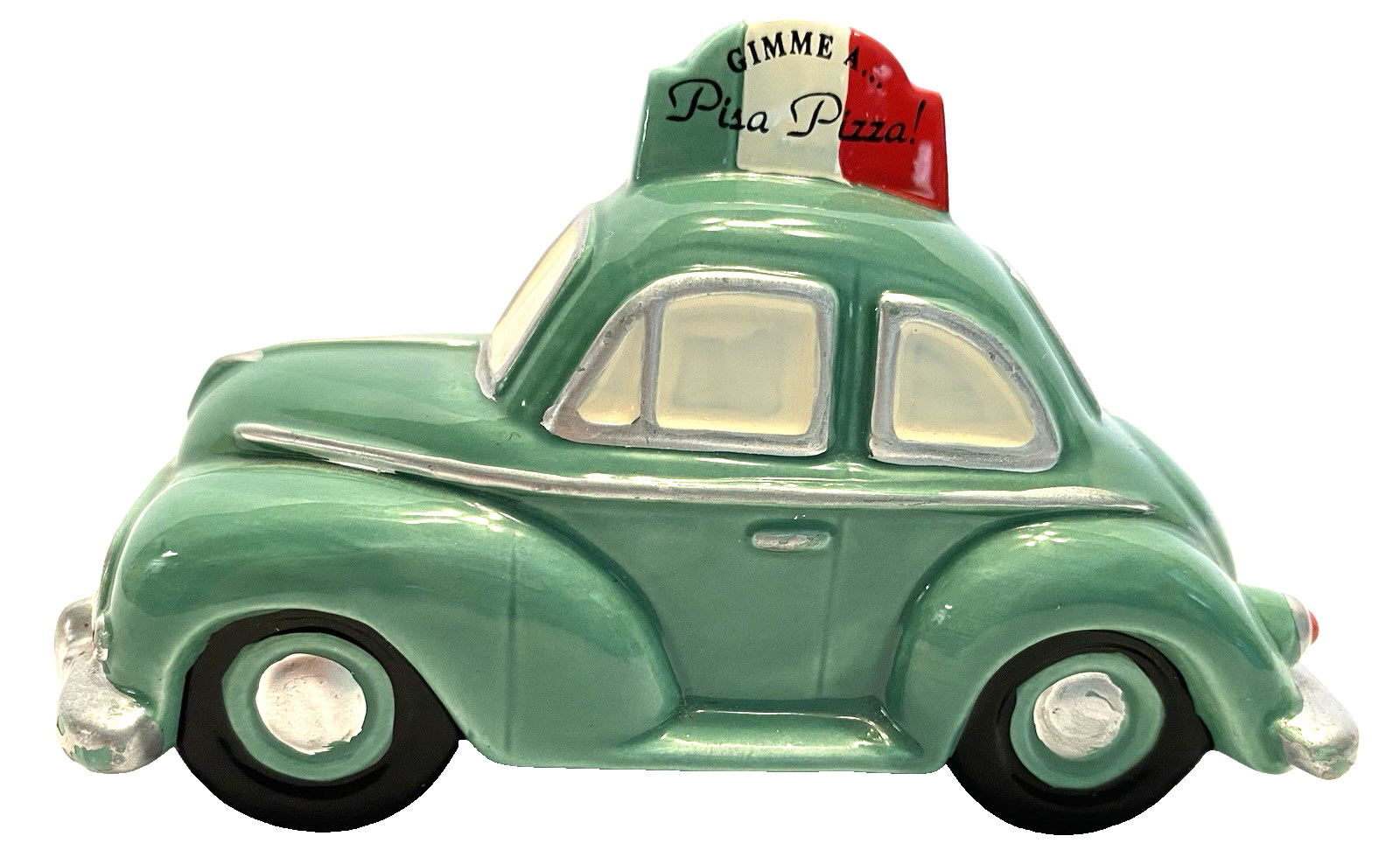 VTG Dept. 56 Ceramic “Gimme A Pisa Pizza” 4.5″ x 2.25″ Green Delivery Car Décor