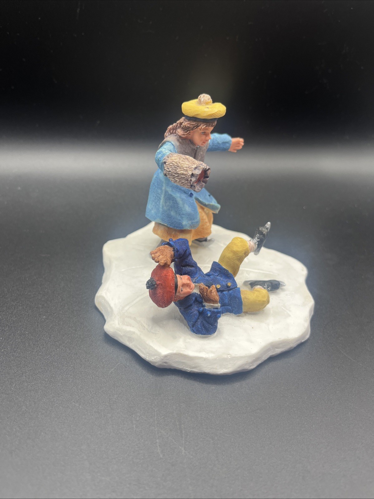 Lemax Memory Makers Timmy’s Tumble Victorian Boy Girl Ice Skating Table Decor