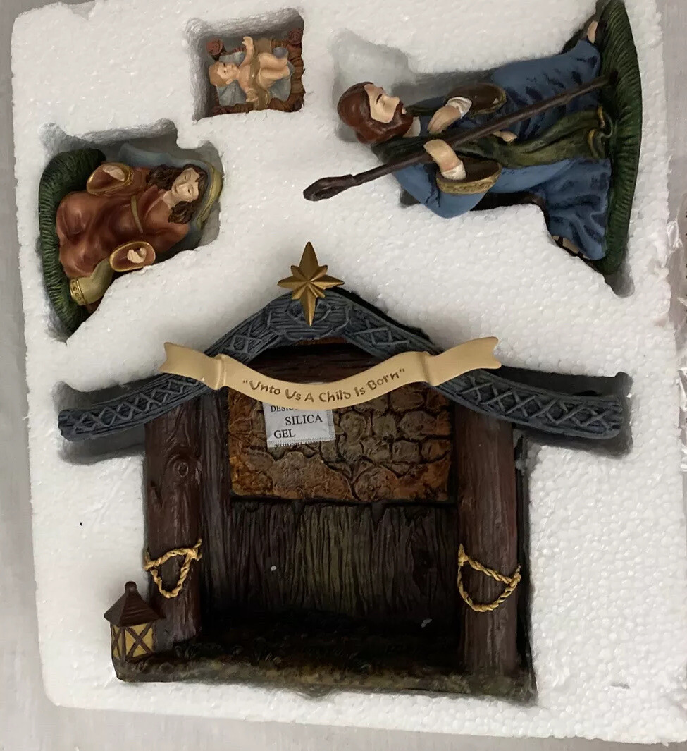 Kinkade The Holy Family & Holy Night Creche, Nativity Garland Hawthorne Village