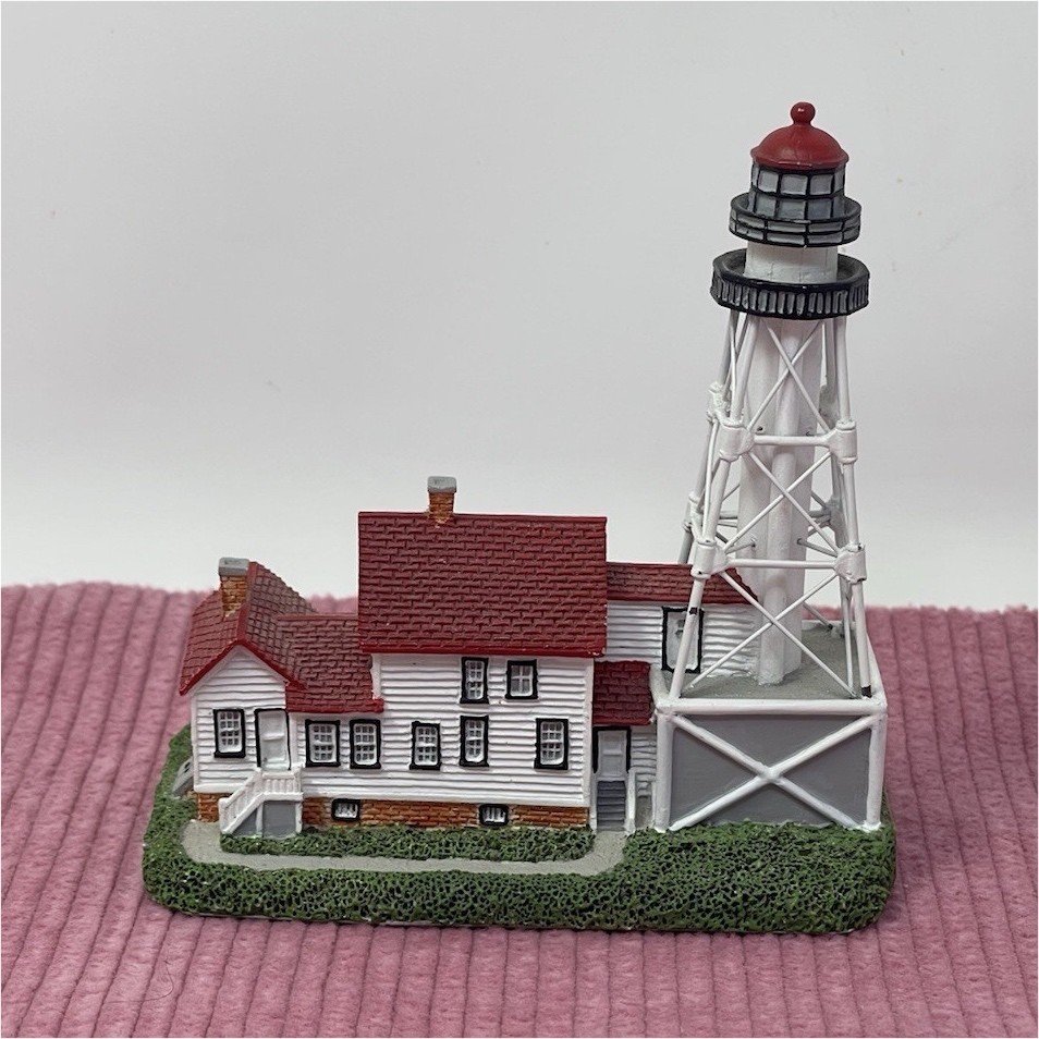 Vintage Lefton Miniature Resin lighthouse Model w/ House 4in Small