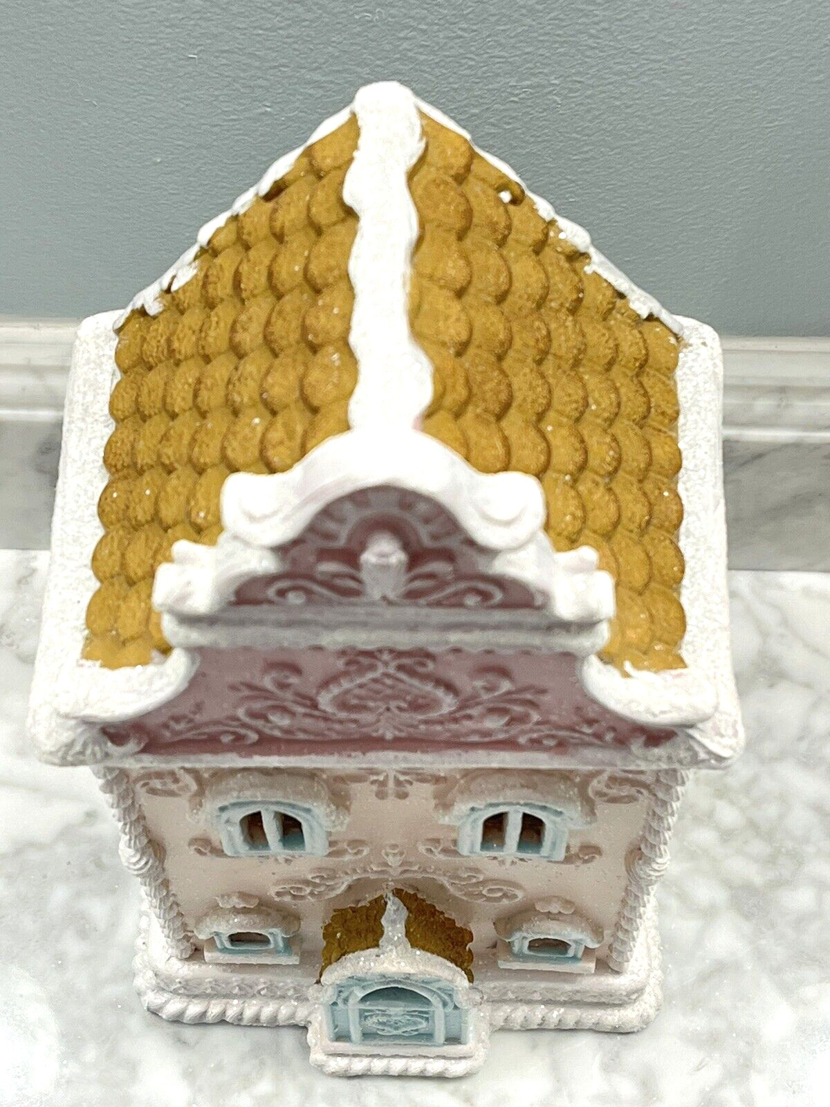 Pink Christmas Victorian Gingerbread House Lights Up 13.5″ NEW