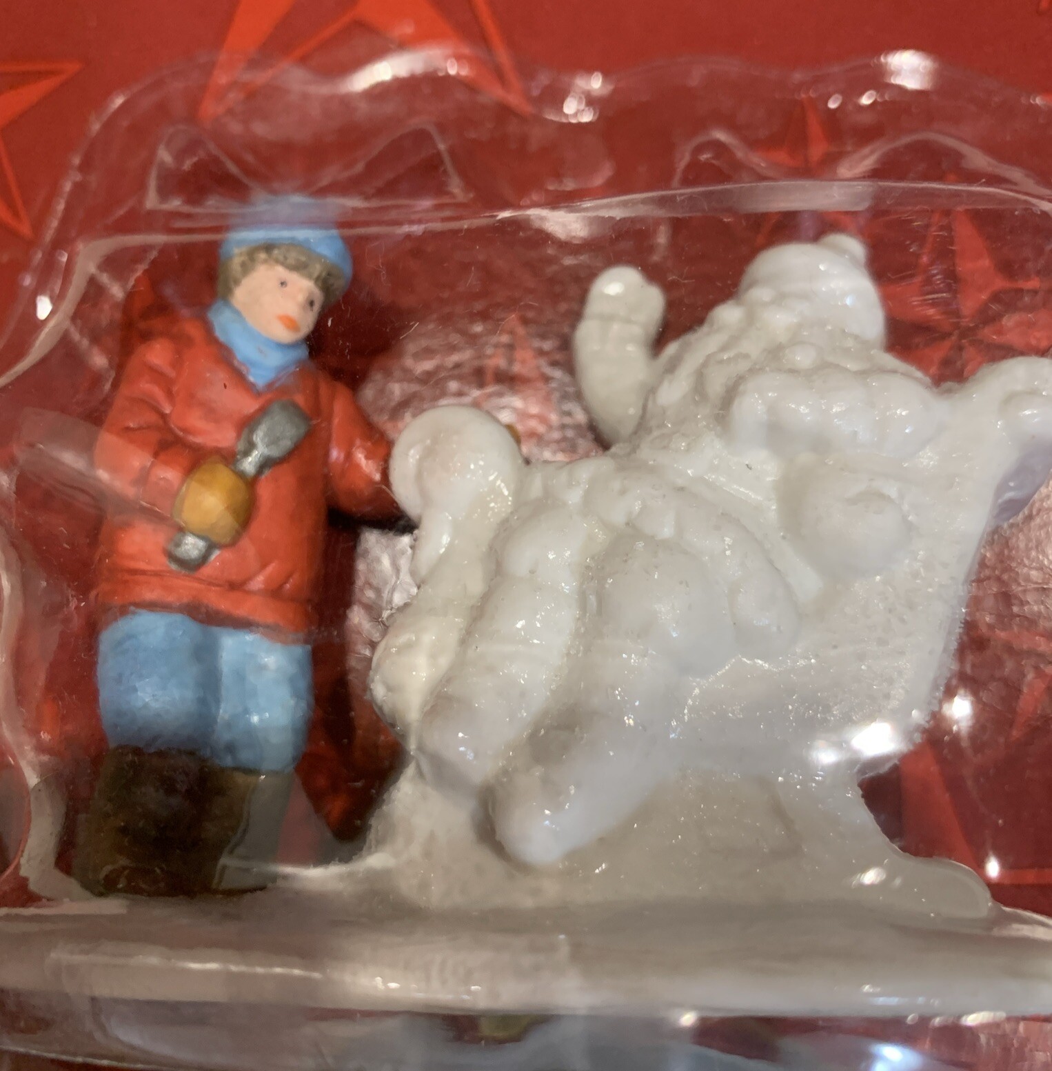 Santa Claus Snow Ice Sculptor Sleigh Christmas Village Accessory NIB Vintage