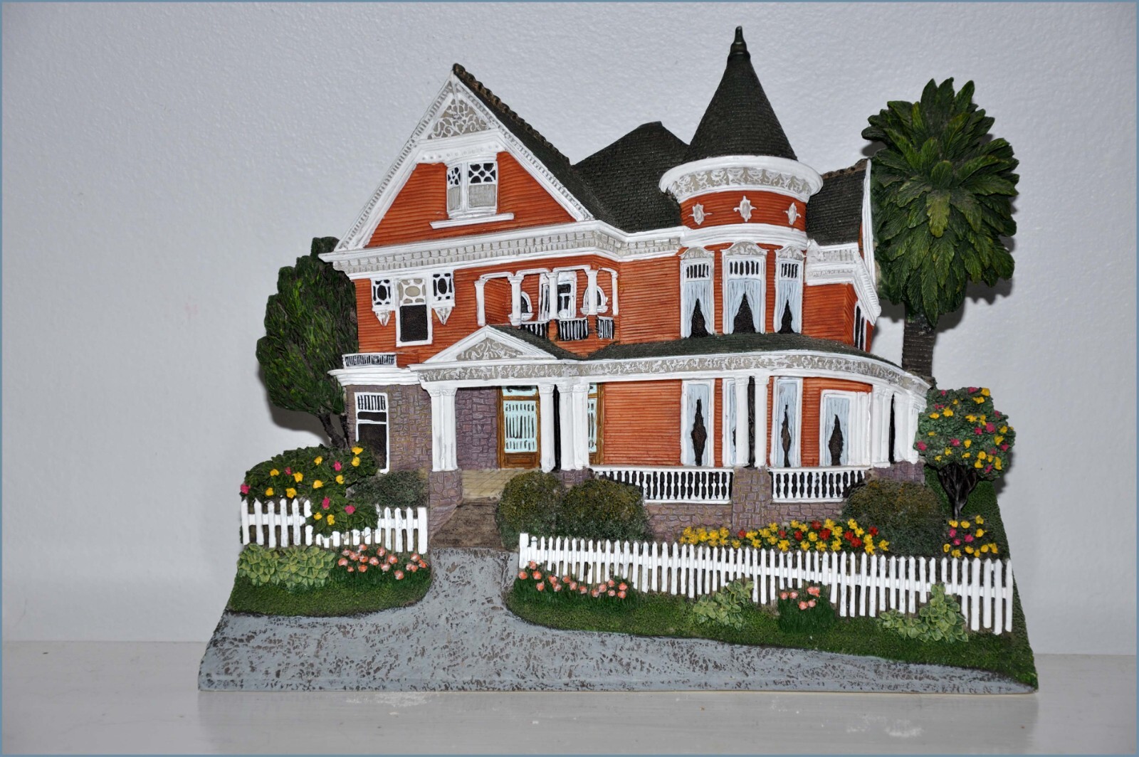 Victorian Queen Anne Style Redwood Stone With White Trim Mansion Wallhanging