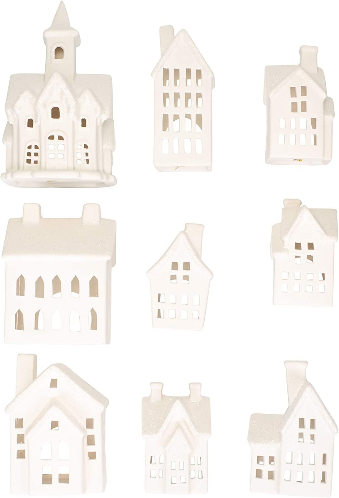 Mark Feldstein & Associates Winter Village LED Tea Light 31 Piece Porcelain T…