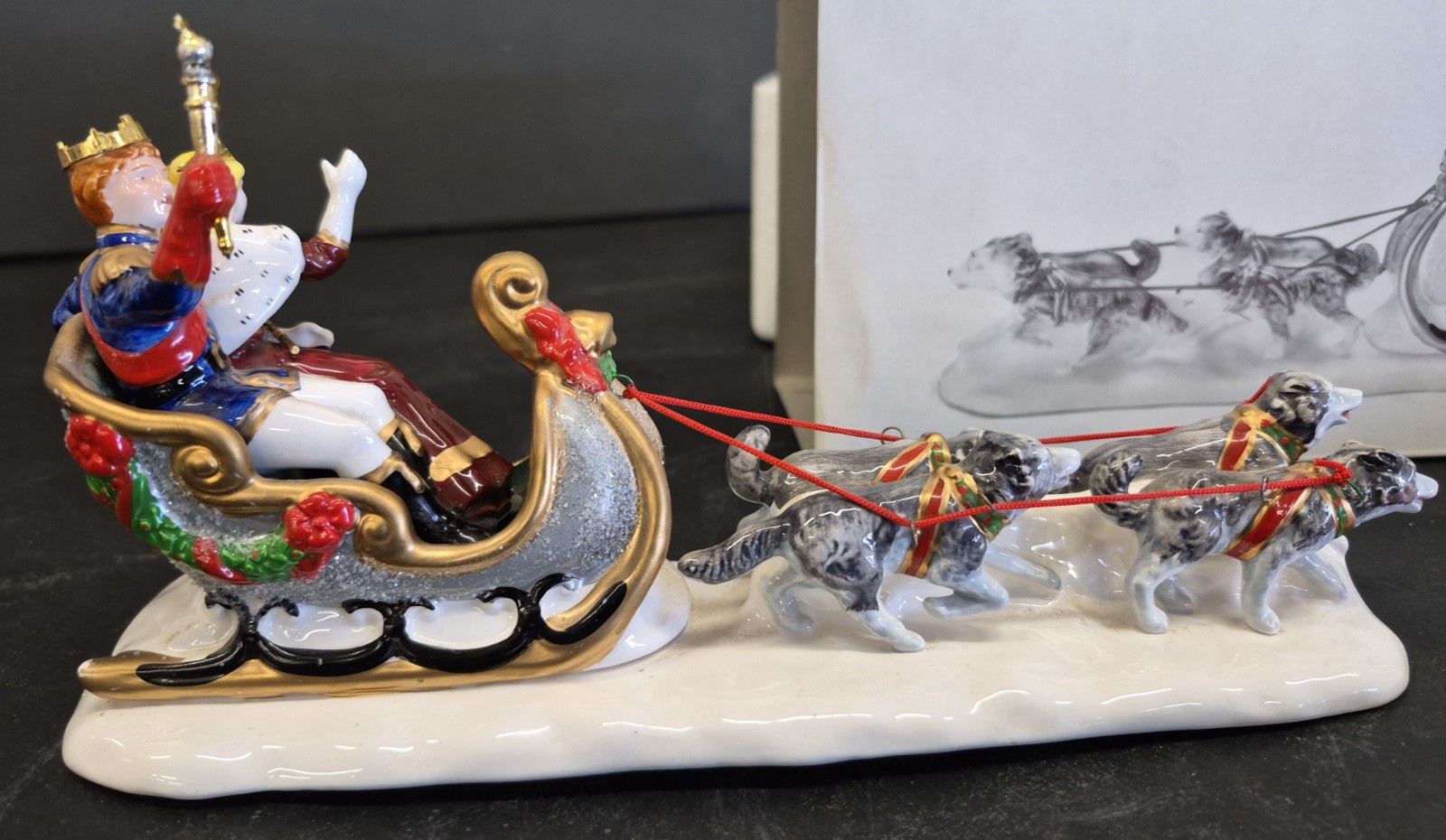 Dept 56 Snow Carnival King & Queen Snow Village Sled Dogs #54869
