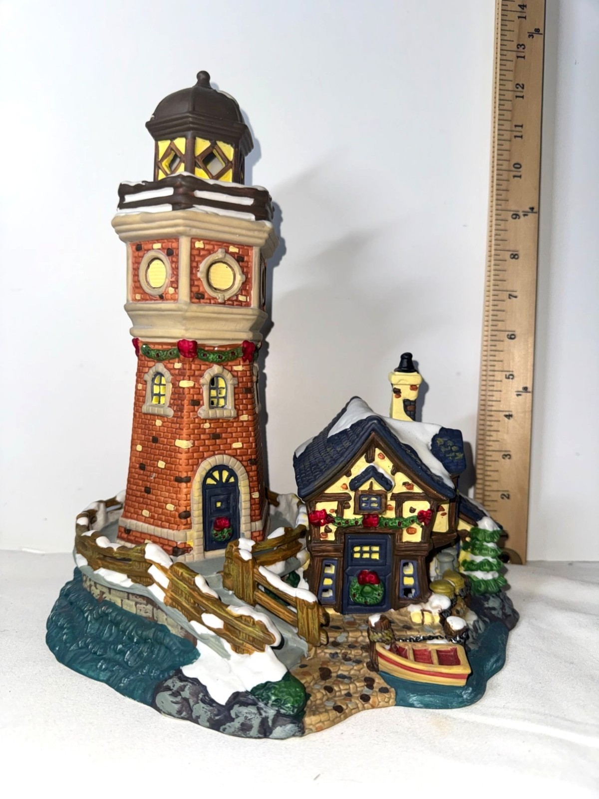 2004 Carole Towne Lighthouse Fisherman Christmas Figurines Marine Scene Set