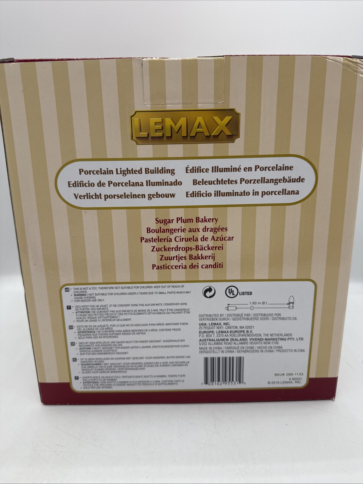 LEMAX Sugar Plum Bakery #95531 Christmas Village Ceramic House In Box 2019
