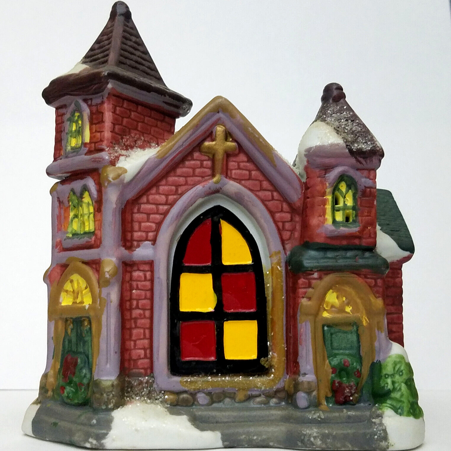 Wellington Square Church Red Brick Cobblestone Corner 65909CRB U2 Winter Snowy