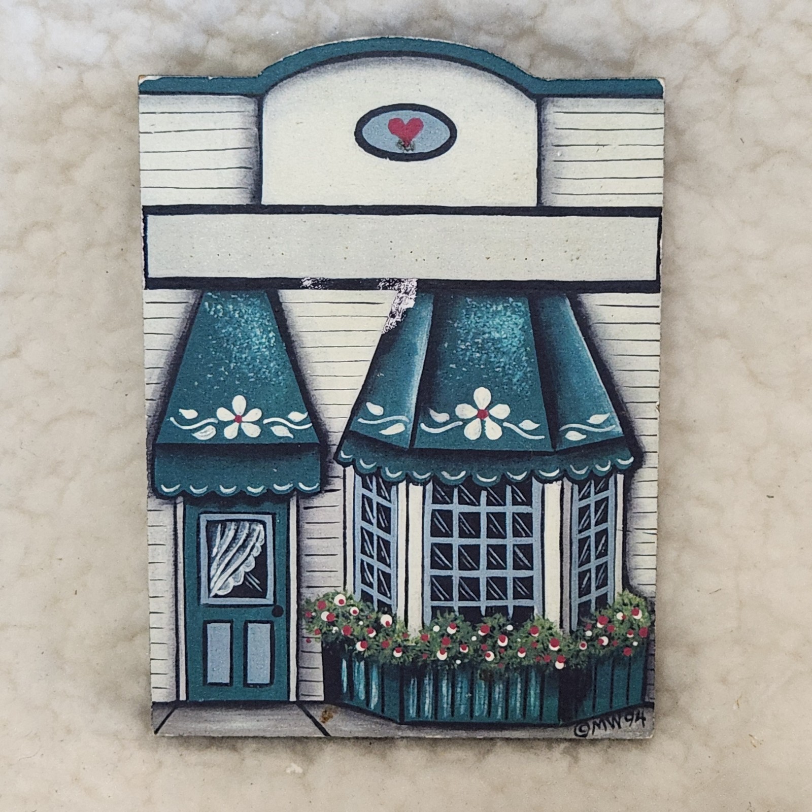 Collection Of 5 Vtg. Wooden Village Houses, 4″x3″ Mixed Artists EUC