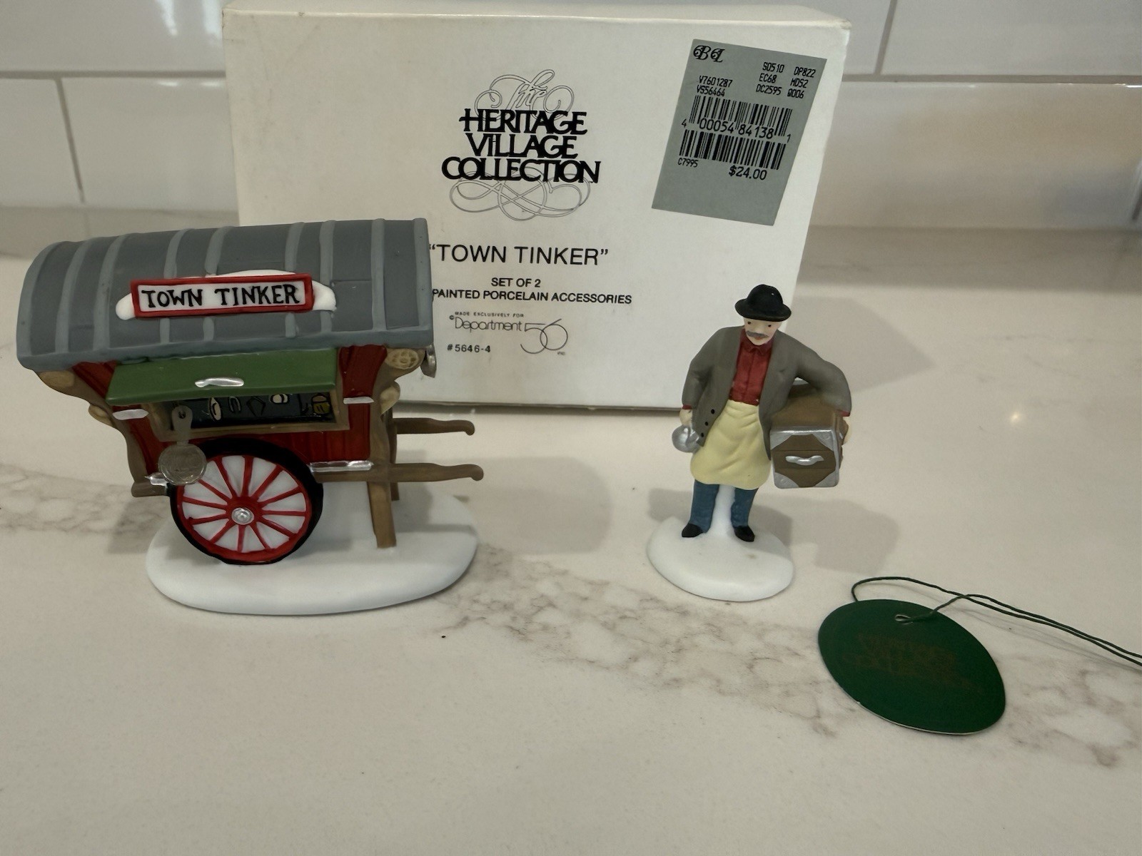 Dept 56 Heritage Village Town Tinker Hand Painted Porcelain 2pcs w/Box #56464