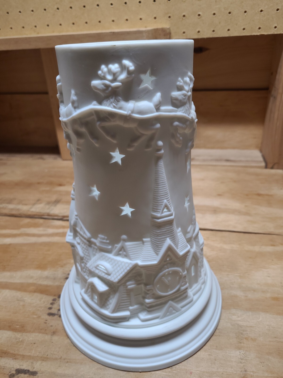Dept 56 Winter Silhouette Winter Nights White Porcelain Candle Cylinder W/Box