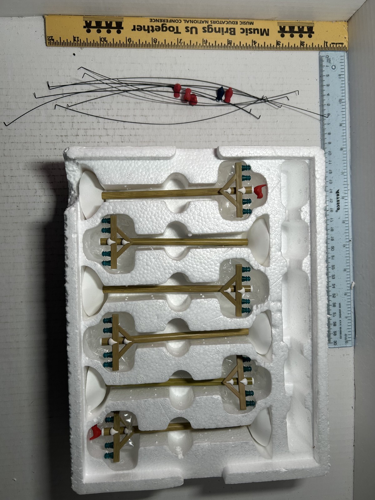 Retired DEPT 56-52656 Winter Snow VILLAGE TELEPHONE POLES w/ BIRDS Set of 6