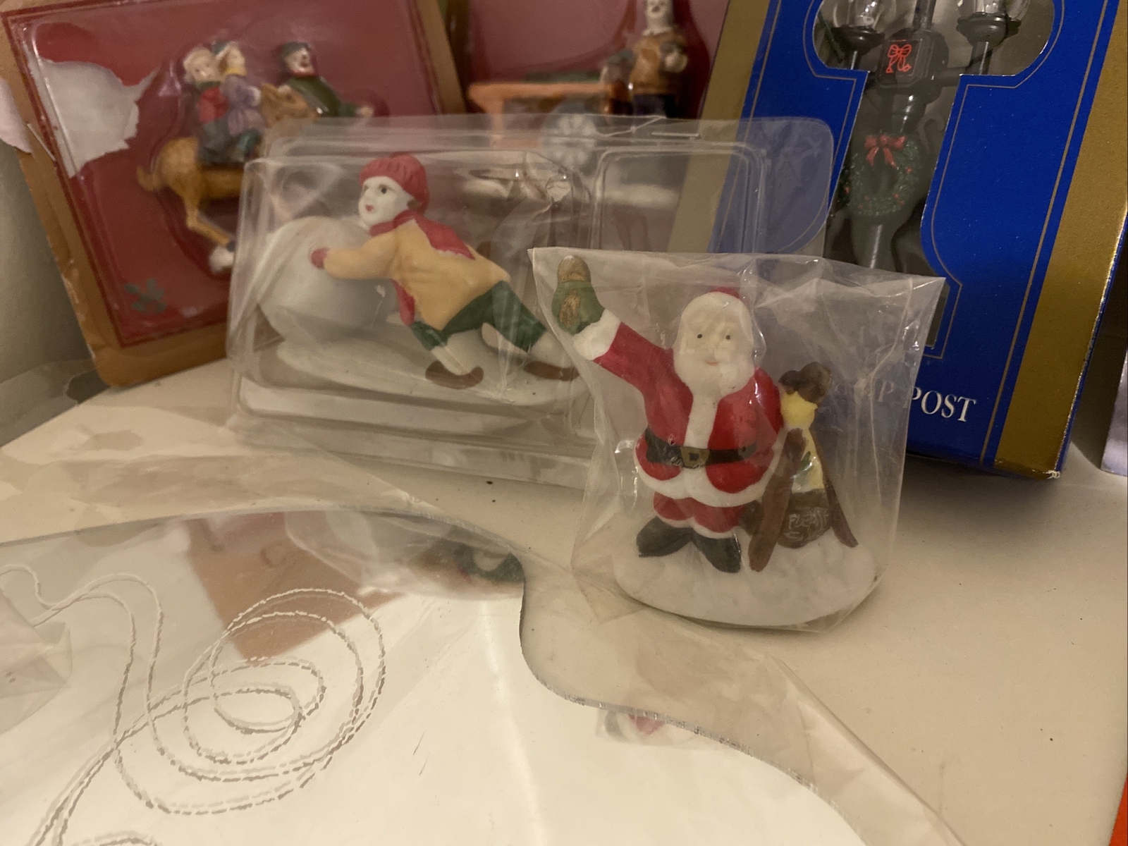 Christmas Village Accessories People Lamp Fence Ice Skate Pond Santa Snow Man