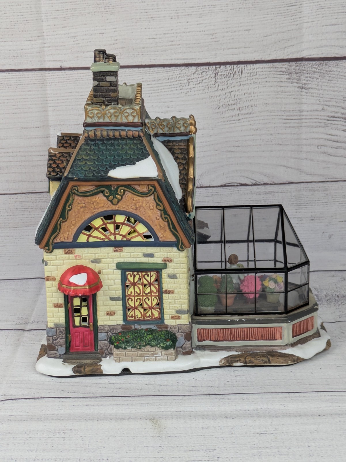Grandeur Noel Collectors Victorian Village Lovely Flower Shop Greenhouse 2003