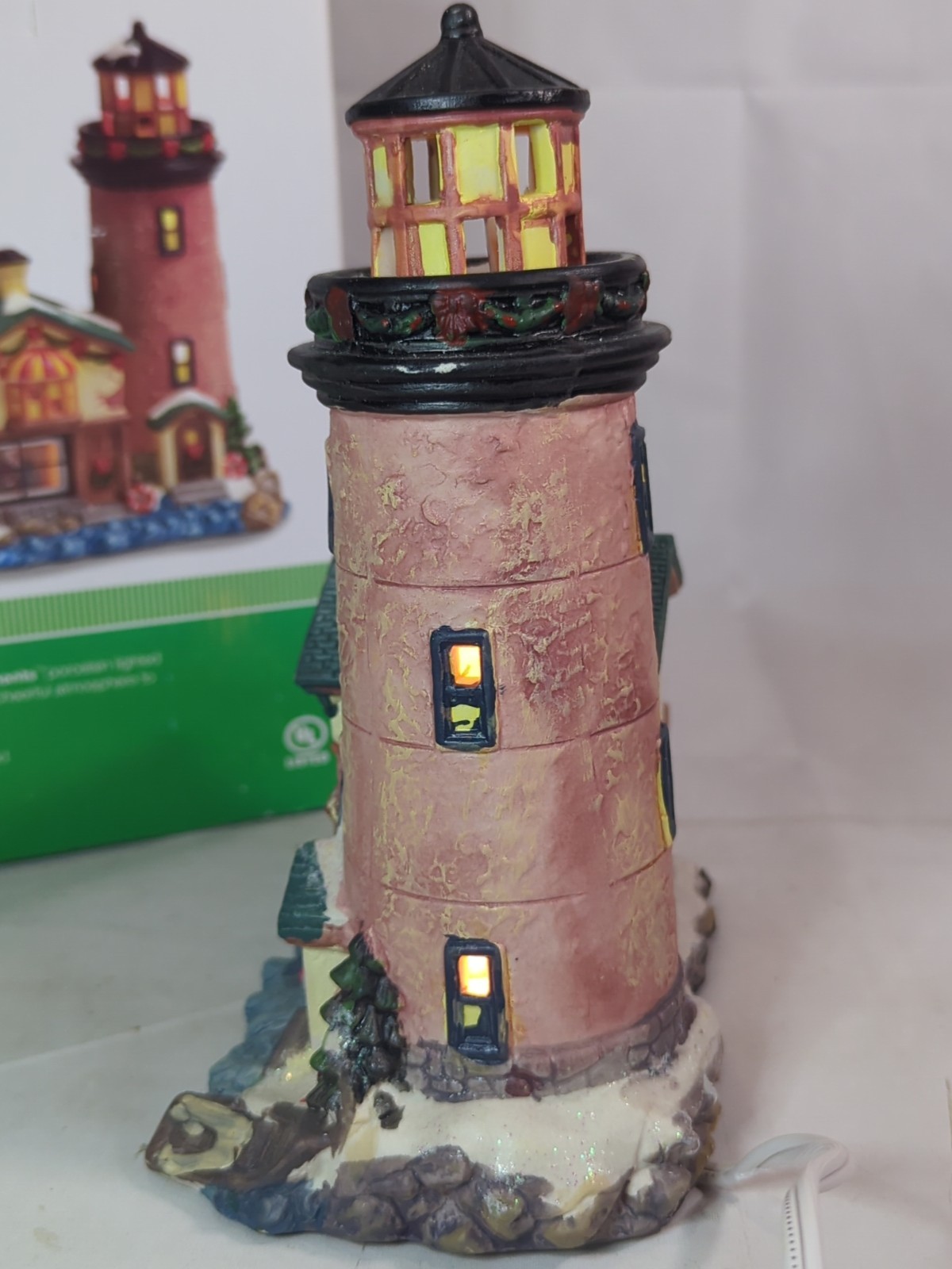 2012 Home Elements Porcelain Lighted Lighthouse 8.5″ Tall With Box D11