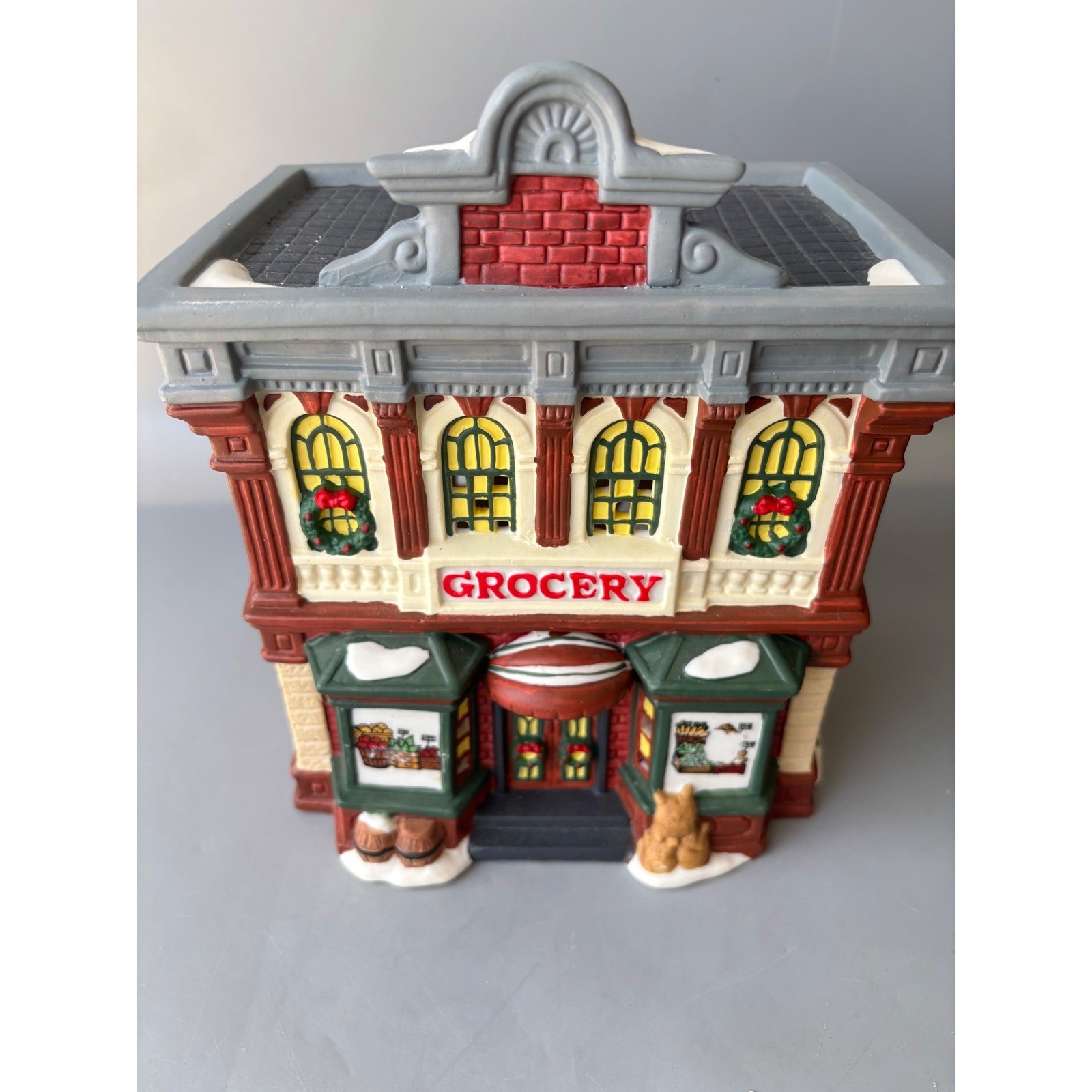 Vtg Heartland Valley Christmas Village Ceramic Grocery Store Lighted Decor