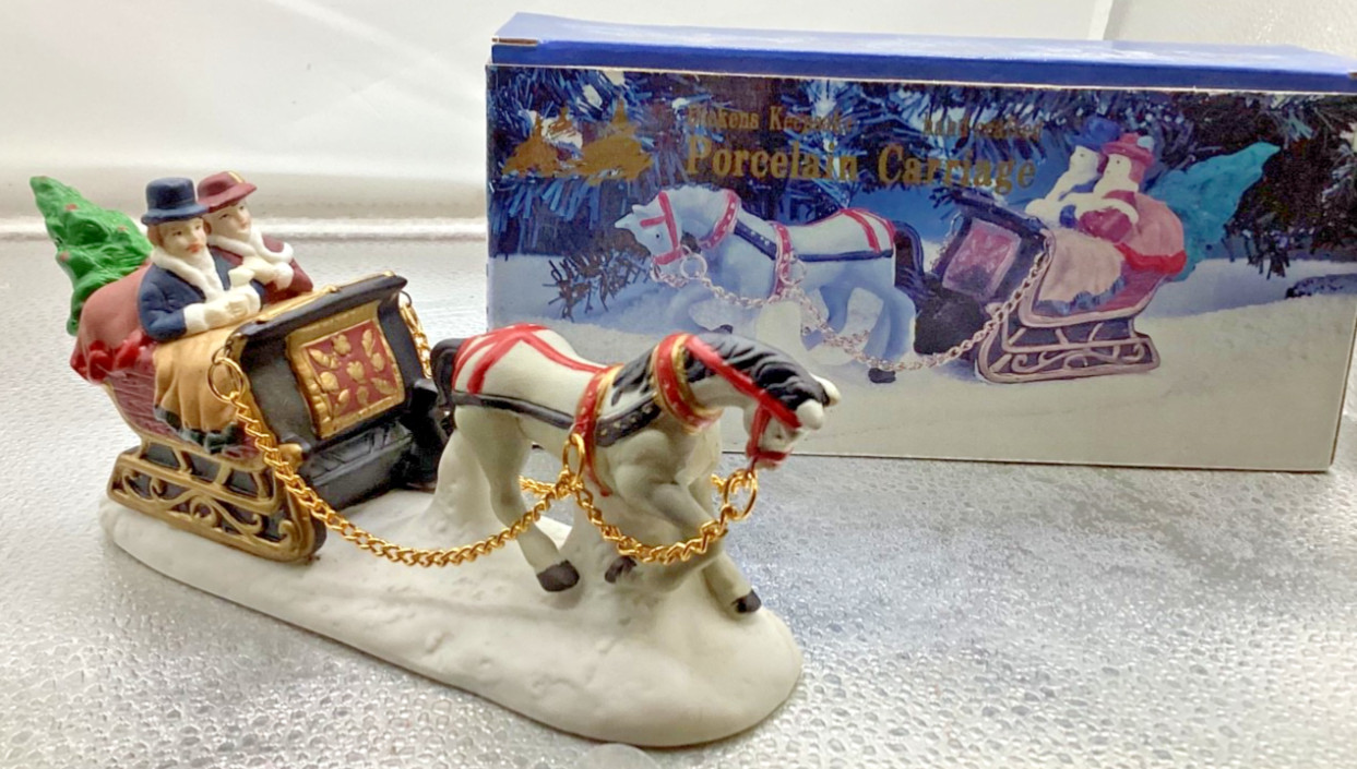 Dickens Keepsake porcelain Carriage horse-drawn couple Village accessory c56