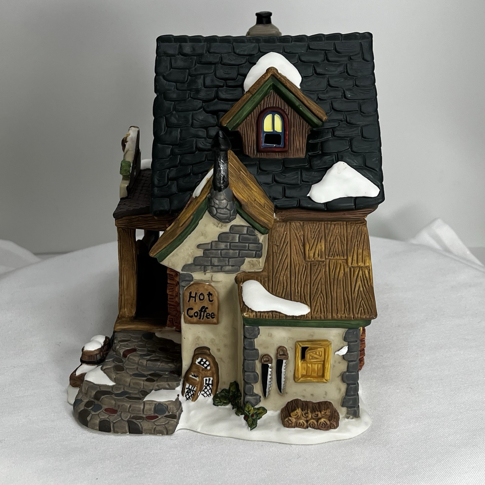 Santa’s Workbench Wandering Moose Bar & Grill Christmas Village- Log Cabin