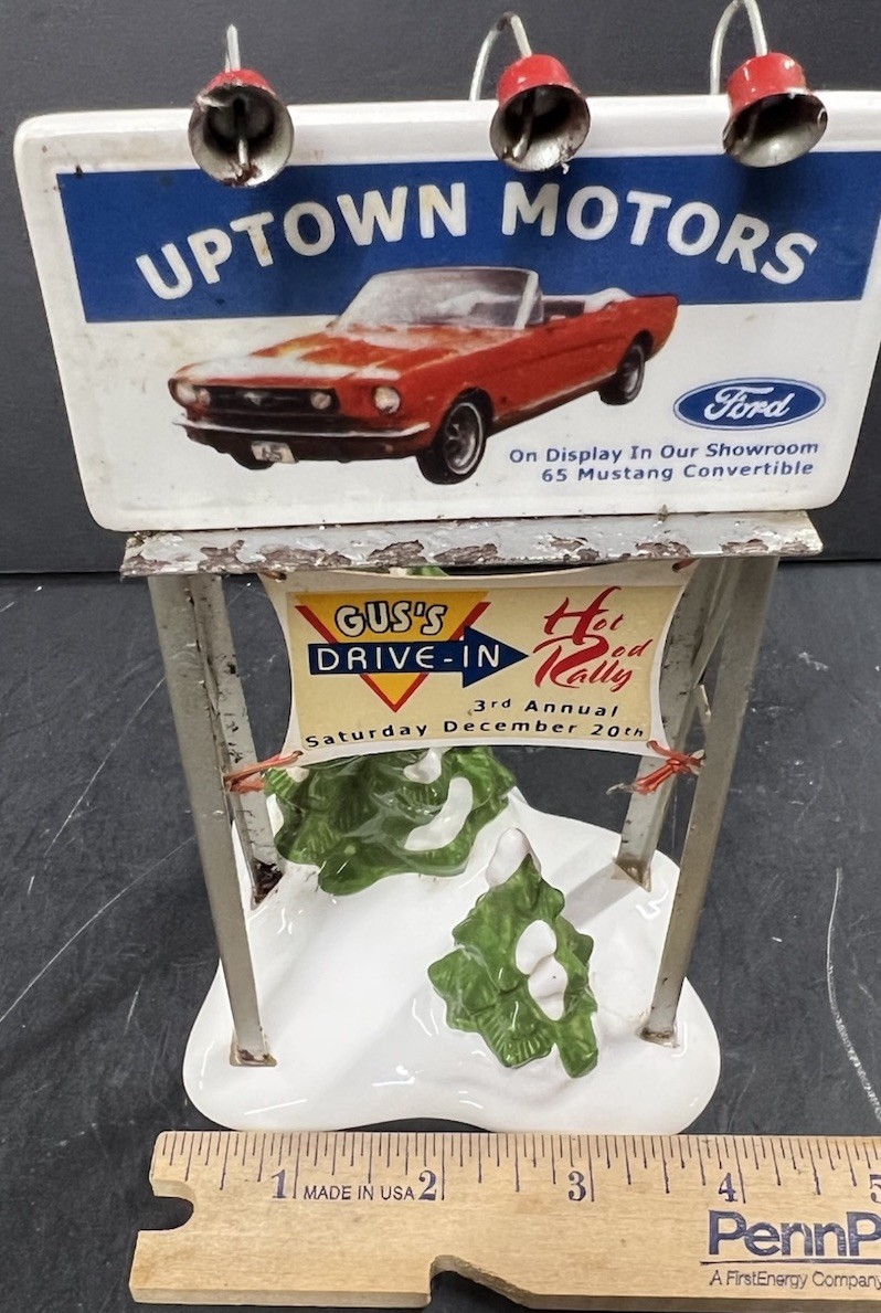 Dept 56 Snow Village Uptown Motors/Gus’s DRIVE-In Billboard Sign Accessory