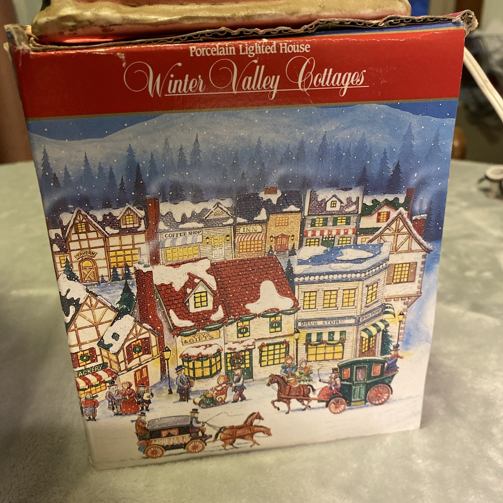 Winter Valley Cottages Lot Of 3: Drug Store, Fire House, & Post Office. With Box