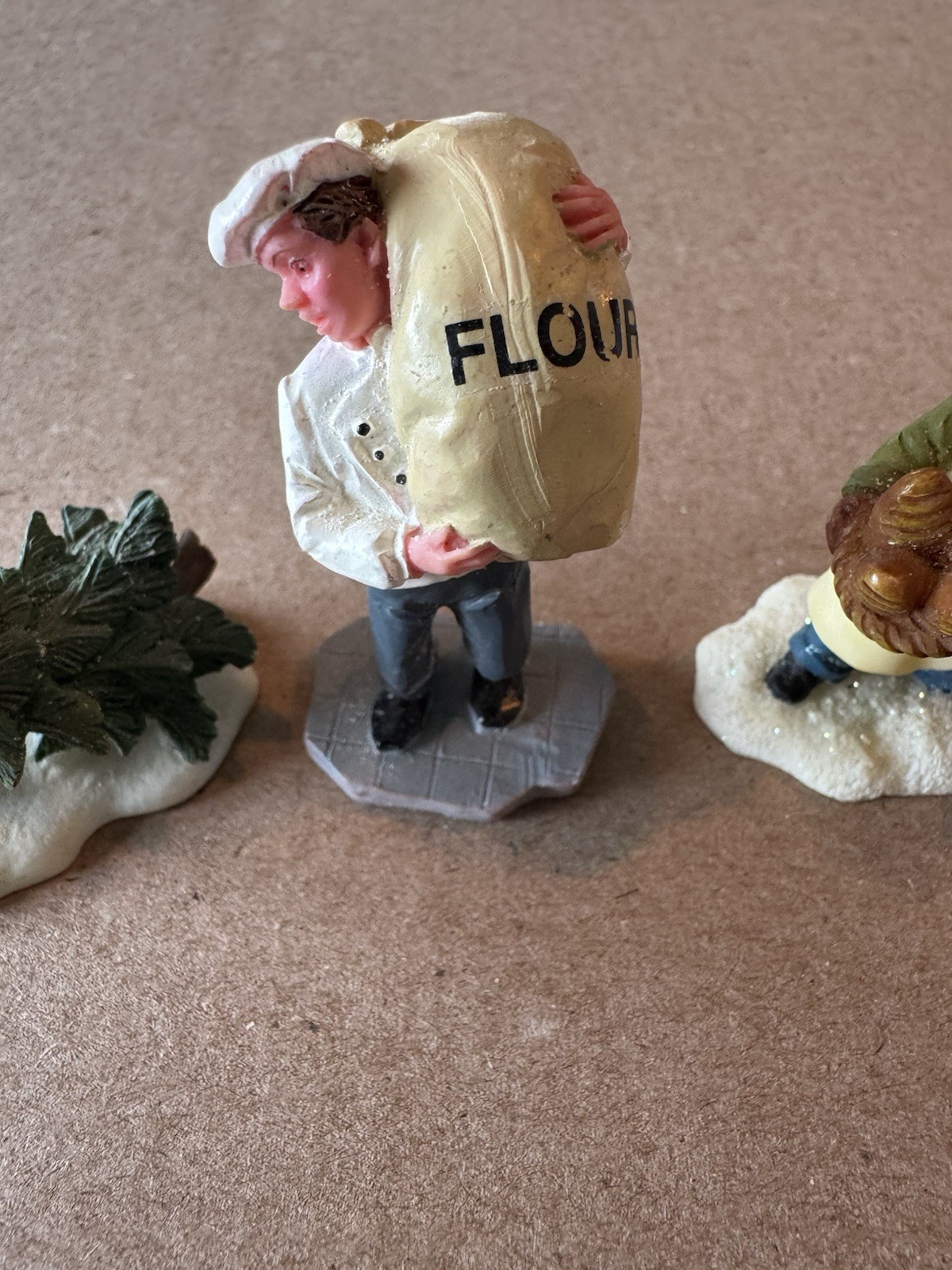 Lot Of 5 Village Figurines O Well, Lemax, & Other. Christmas Theme *READ*