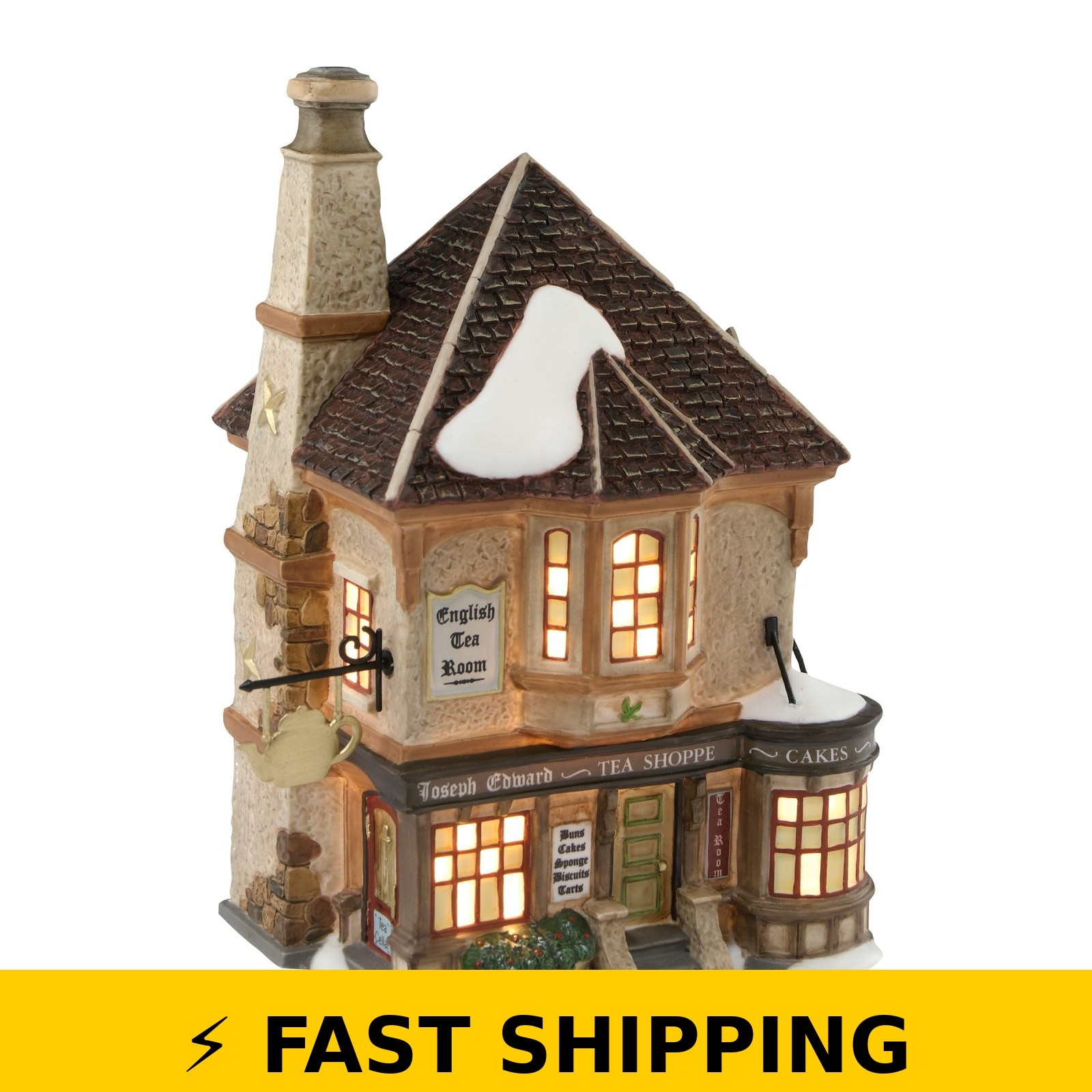 Department 56 Dickens’ Village Joseph Edward Tea Shoppe, 7.36 Inch, Multi