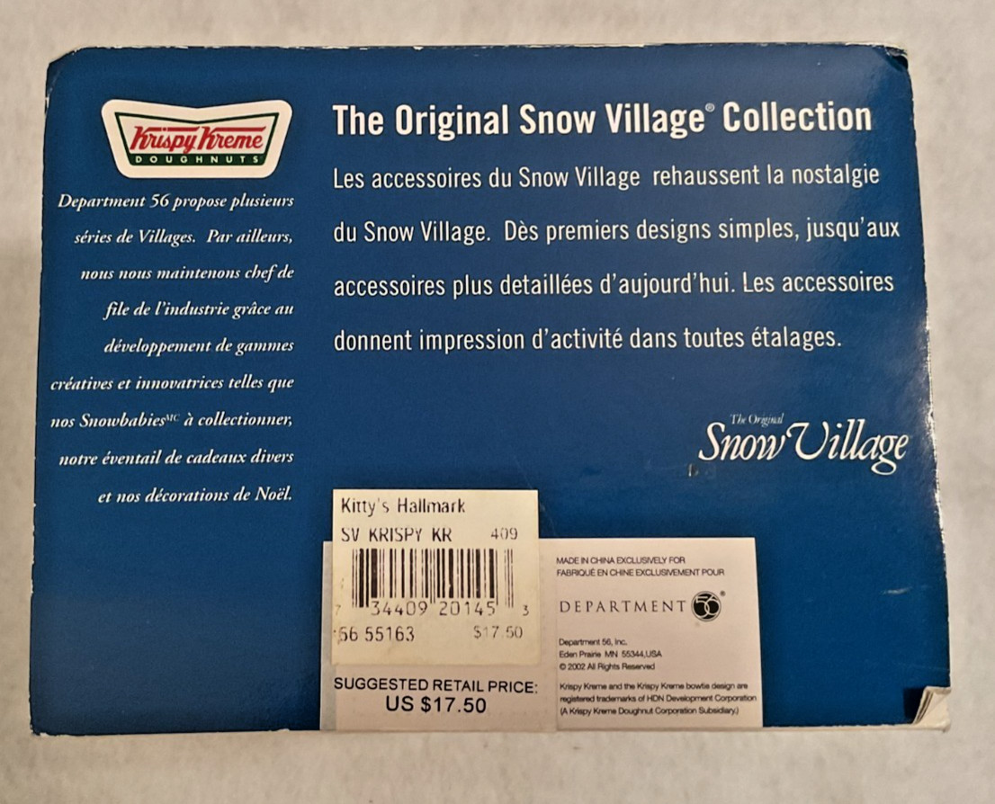DEPT 56 KRISPY KREME DOUGHNUT SHOP SNOW VILLAGE ORNAMENT NIB-NEVER USED! #55163