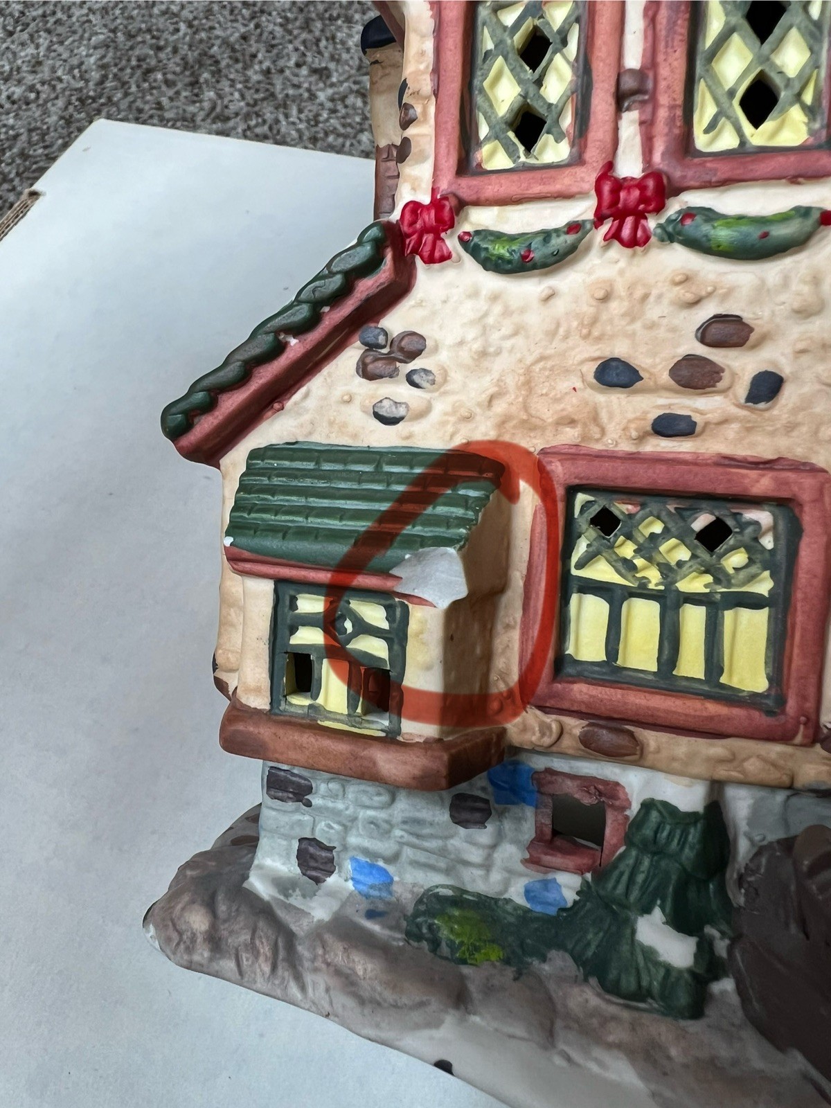 Christmas Streets Tally Ho Tavern 1999 lighted building Village With Cable