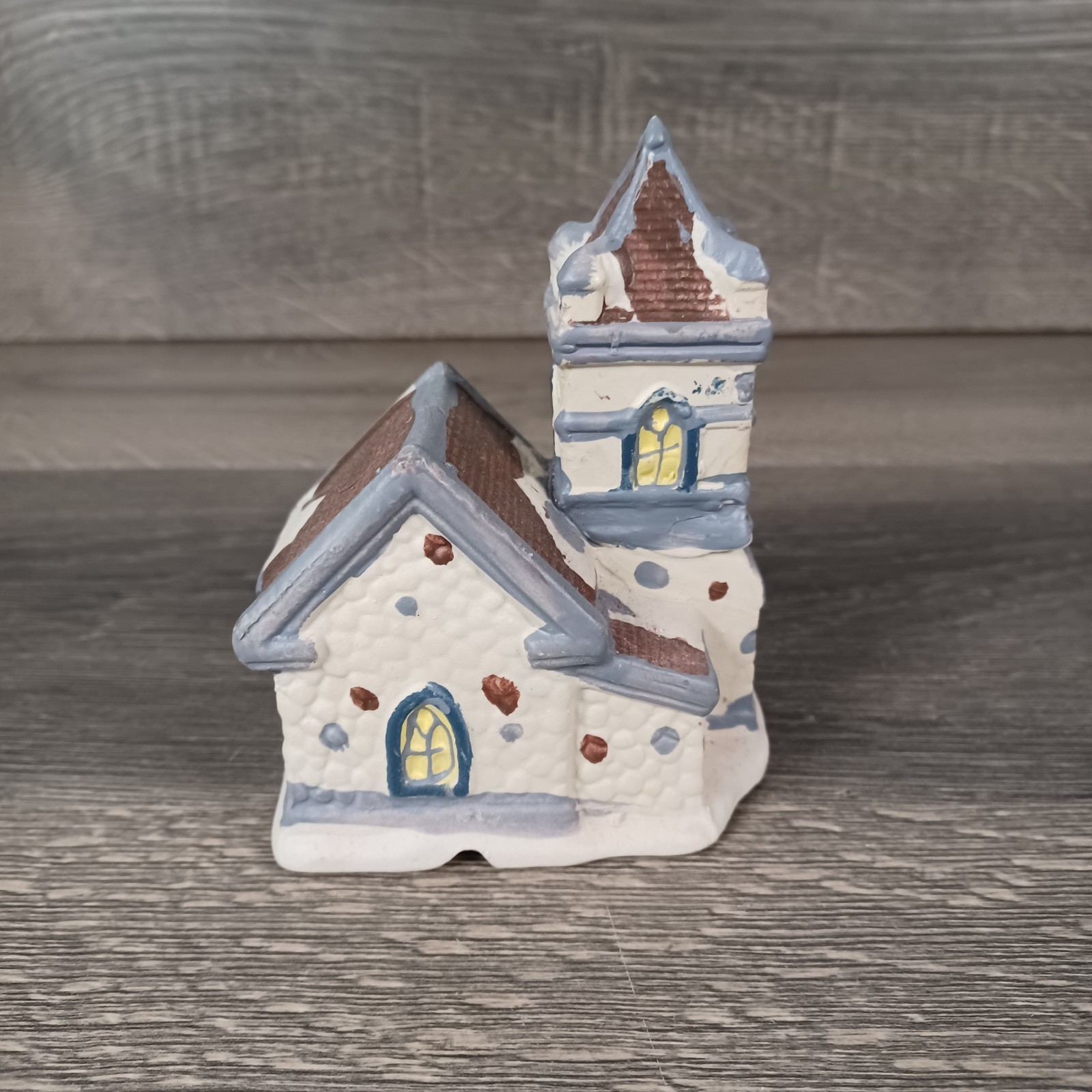 Vintage Ceramic Christmas Snowy Village Lot Of 6 Houses Pet Shop Church Flower