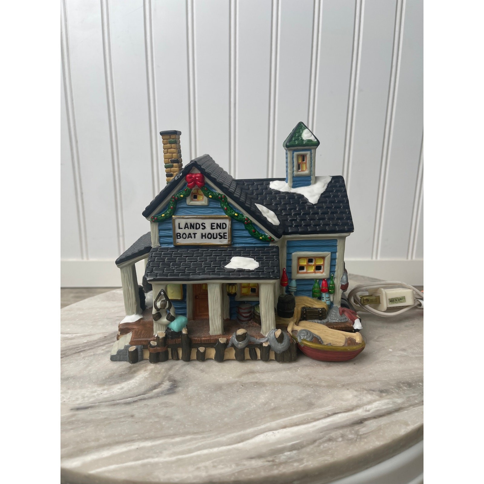 Dickens Collectables Lands End Boat House Harbour Lights Split Rock MN Lot of 2