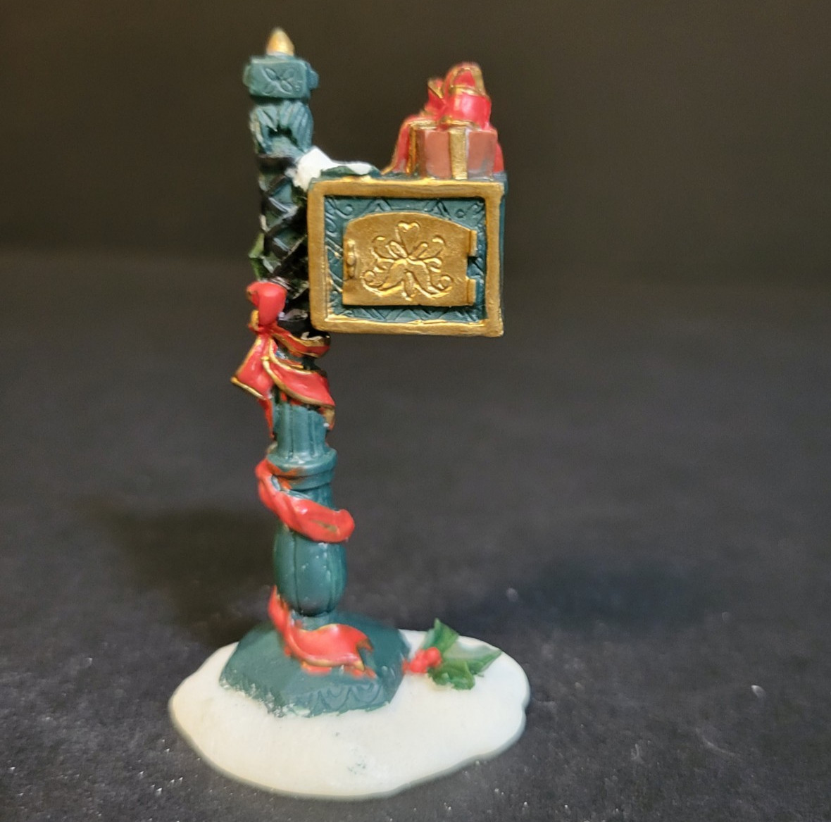 Holiday Time Santas Workbench Christmas Village Decorated Mailbox Post Box