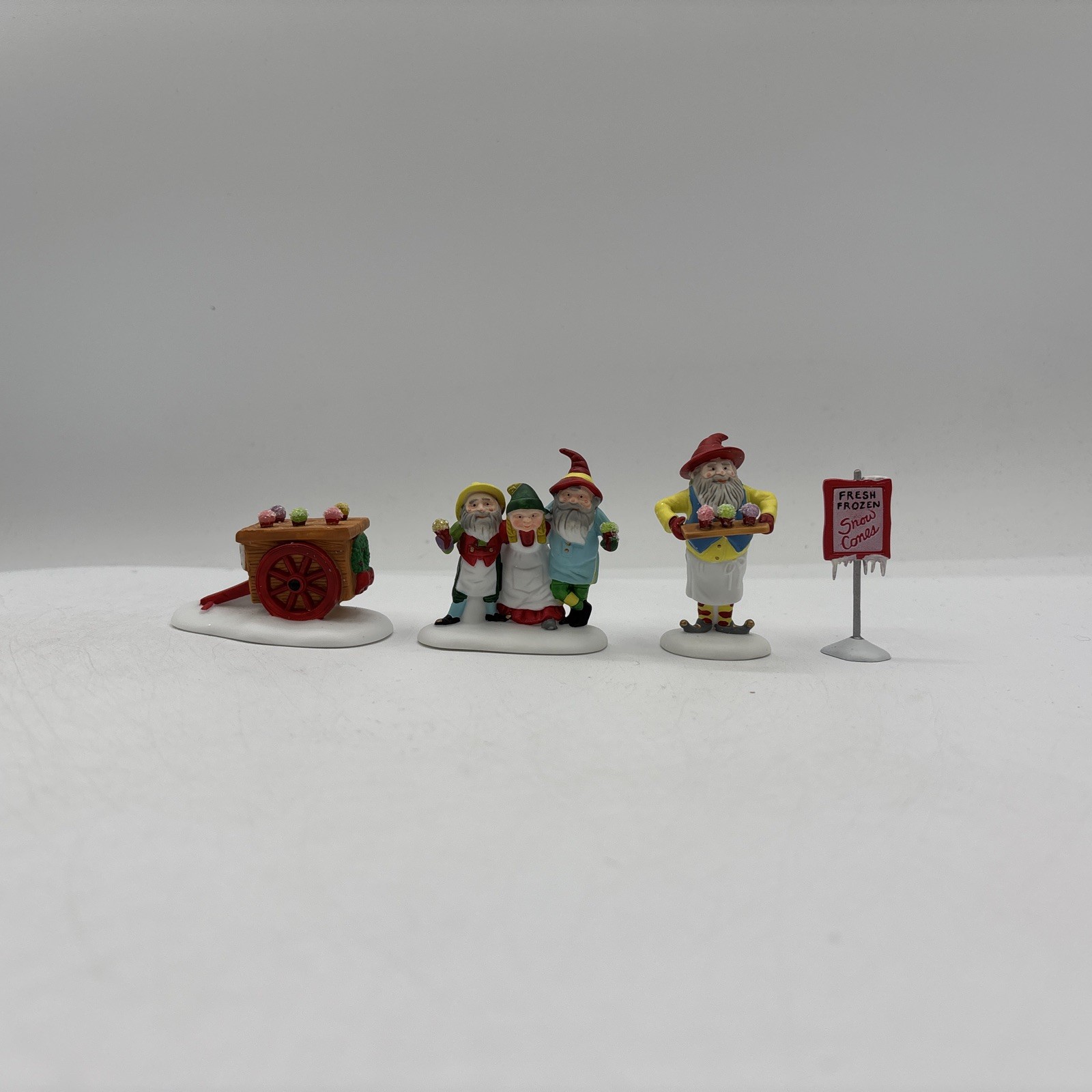 Department 56 1994 Vintage Heritage Village Snow Cone Elves 5637-5 Set Of 4 EUC