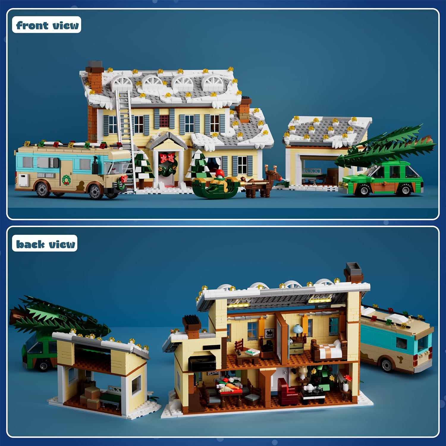 Christmas Holiday House Building Set, 5 in 1 Model Buildings Kits Snow Village &