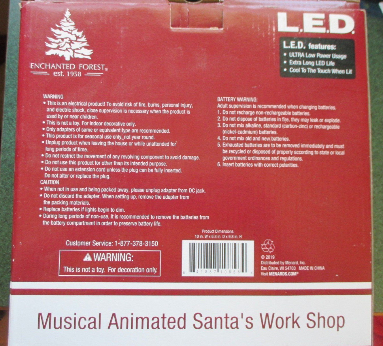 Enchanted Forest™ Musical Animated Santa’s Work Shop 289-0635 – LED – 8 songs