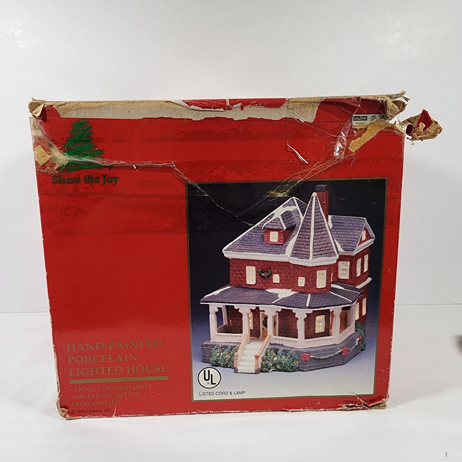 VTG Lemax Share The Joy Porcelain Lighted House Hand Painted Christmas 1993