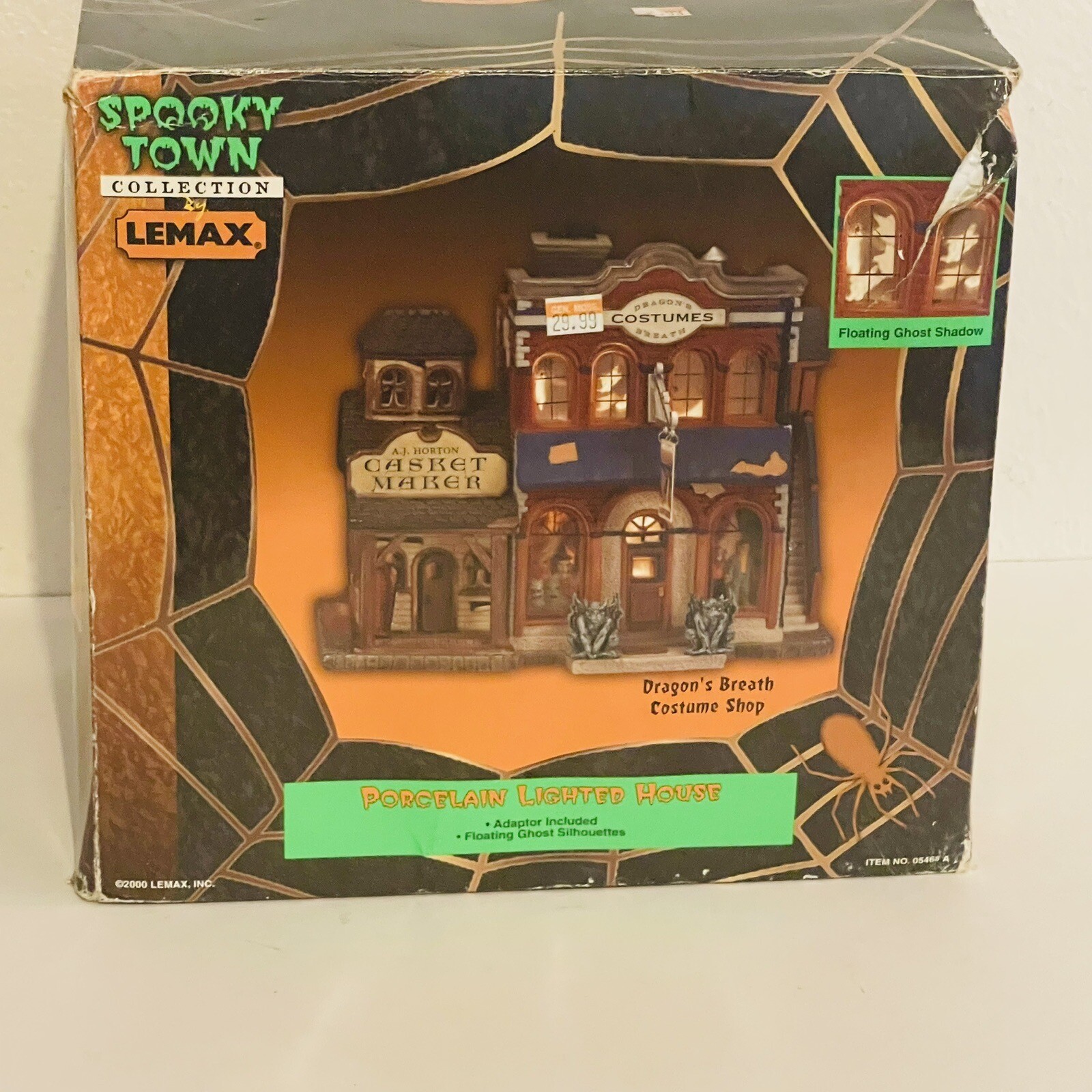 LEMAX SPOOKY TOWN Dragon’s Breath Costume Shop Casket Maker – No Inner Light
