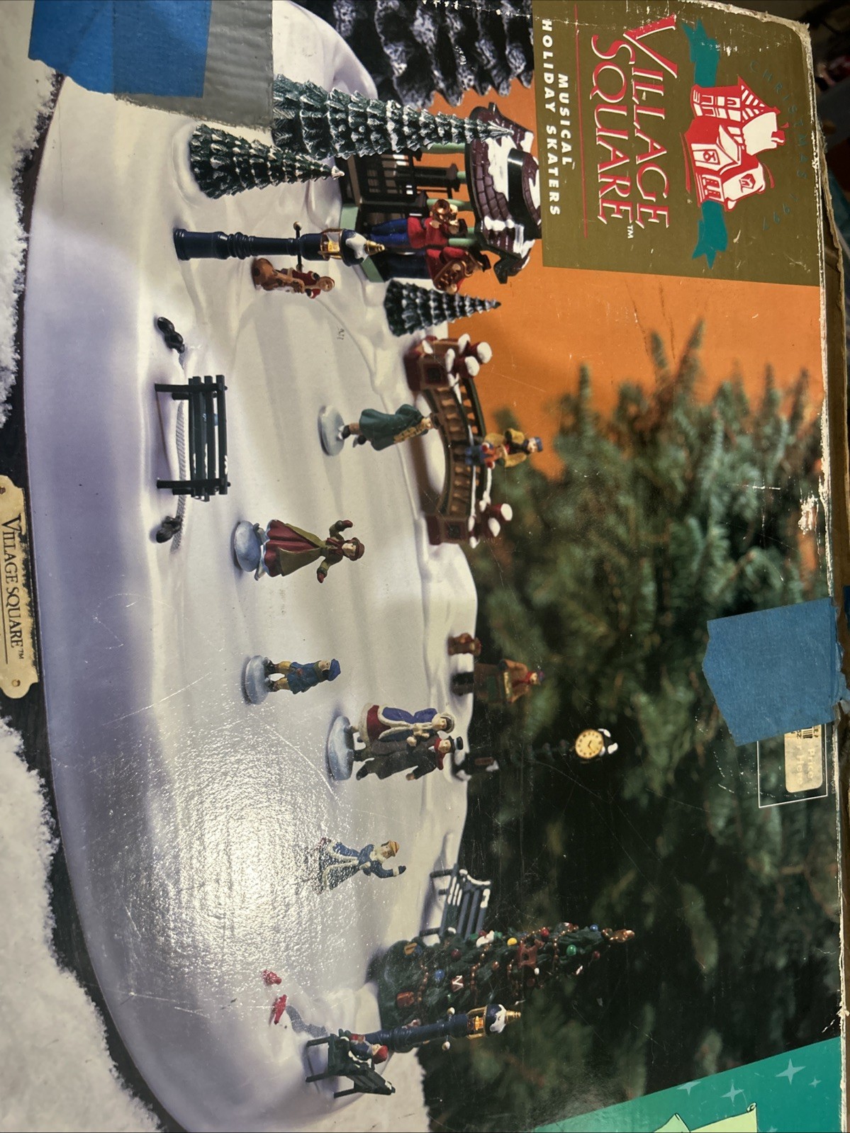 Village Square Holiday Skaters Christmas Village Victorian Ice Scene 1995