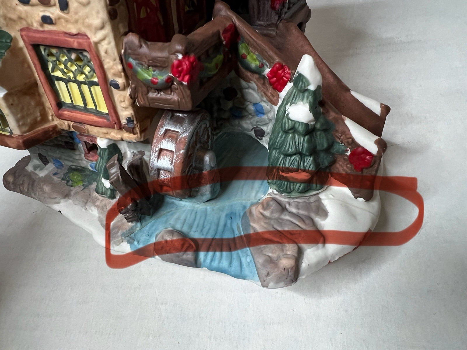 Christmas Streets Tally Ho Tavern 1999 lighted building Village With Cable