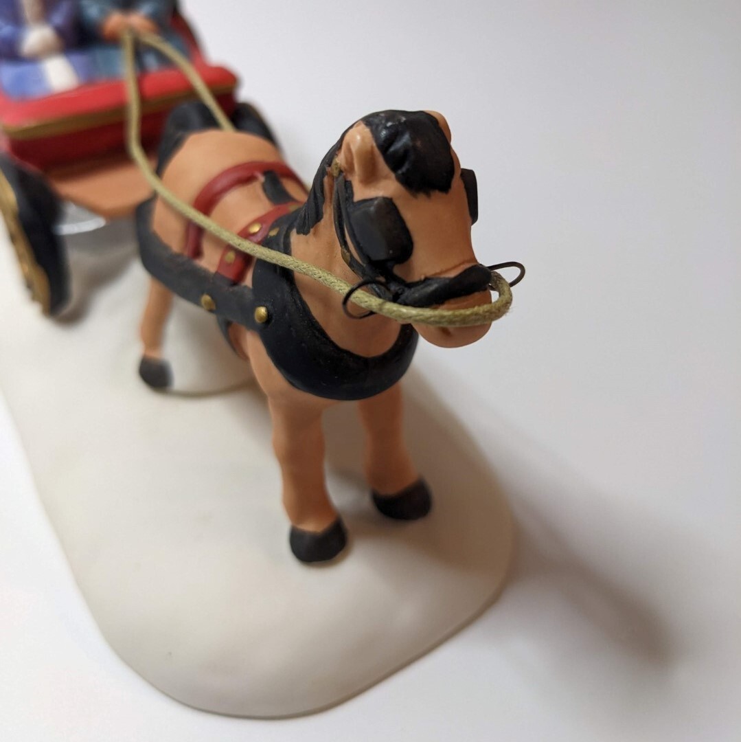 Carriage Ride Figurine, Vintage 1996, Horse Drawn, Christmas Village Decoration