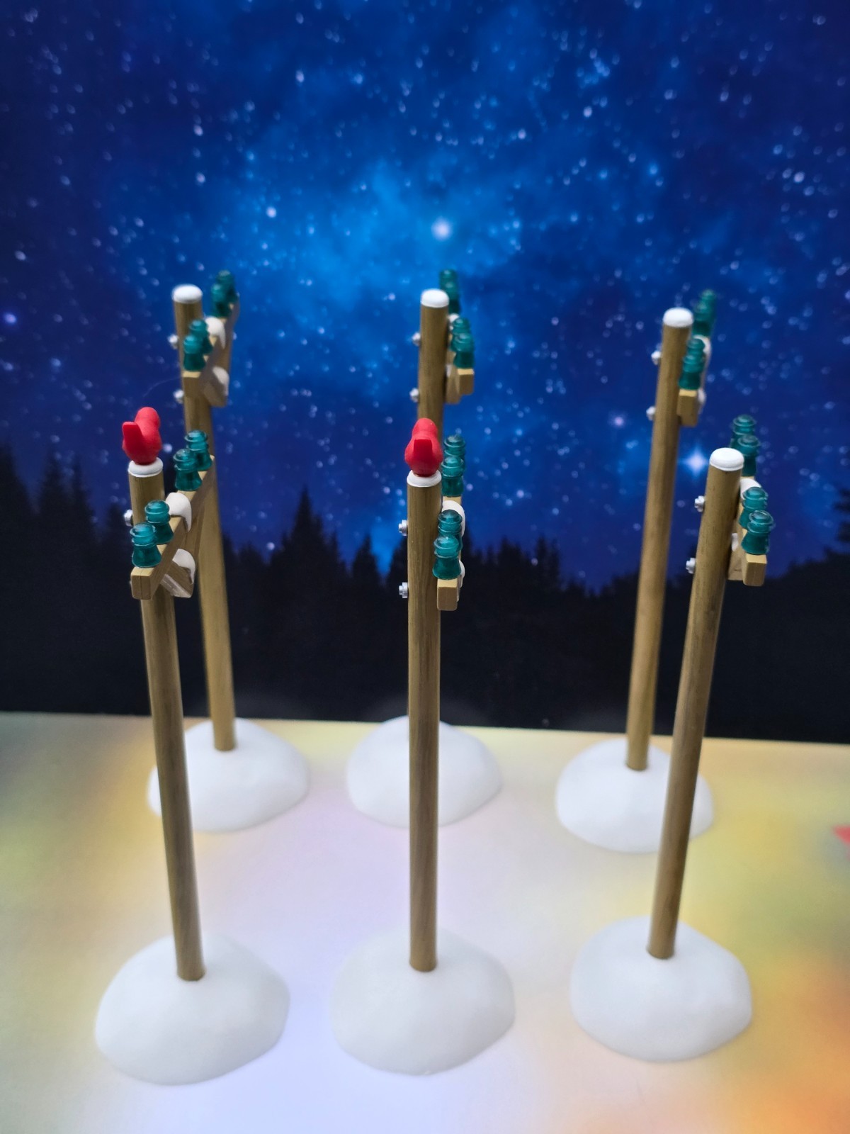 Dept 56 Set of 6 Christmas Village Telephone Poles insulators NO Wires 52656