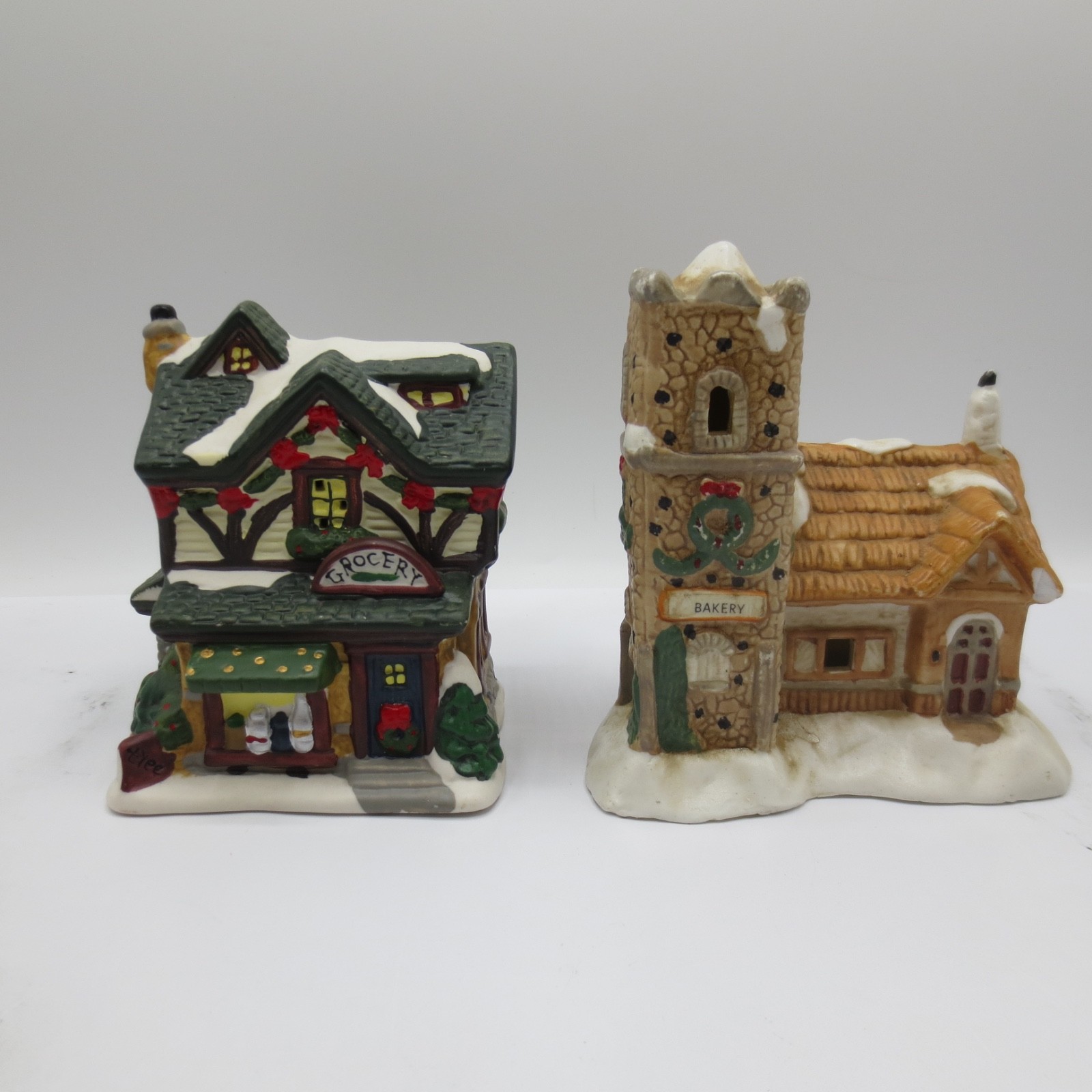 Lot Of 2 Christmas Village Houses Bakey And Grocery Store Home Decor