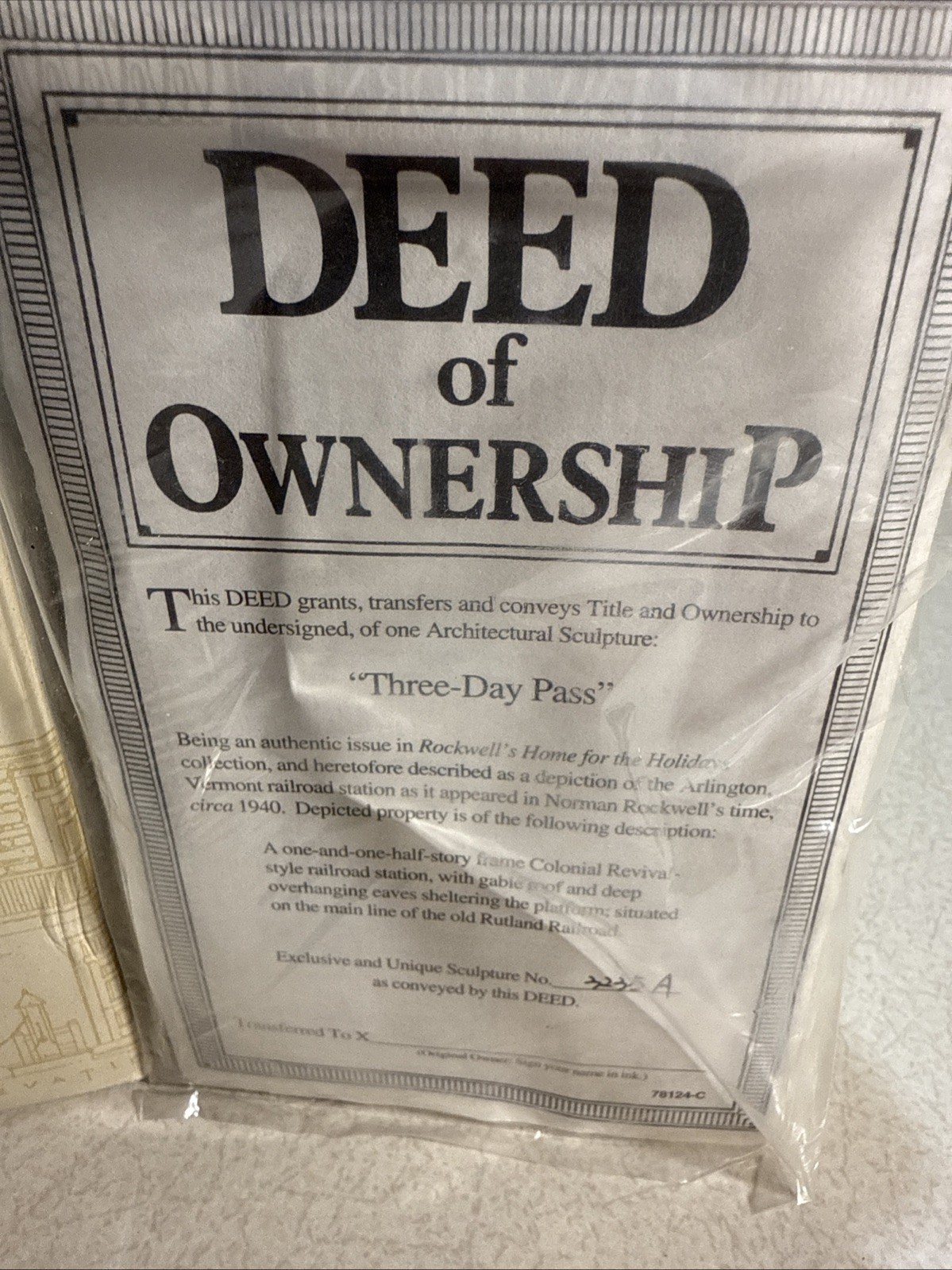 Three Day Pass Hawthorne Architectural Register – With Box And Paper Work