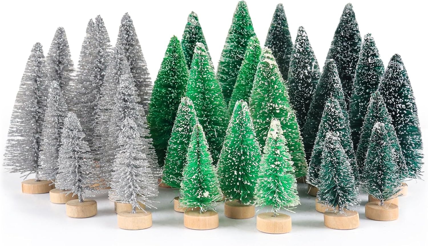 Versatile 30-Piece Bottle Brush Trees for Indoor Christmas Displays & DIY
