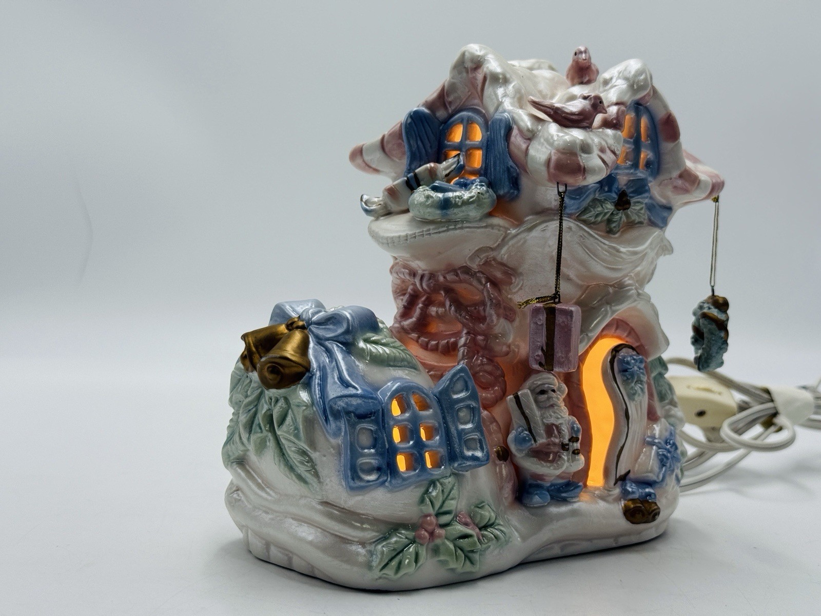 Designspirations Lightup Pastel Christmas Santa Cottage Boot House Nightlight