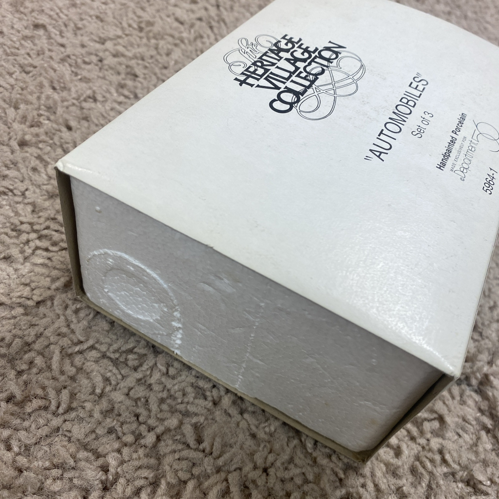 DEPT 56 Heritage Village Collection 1987 Automobiles #59641 Boxed 3 pc Set EUC