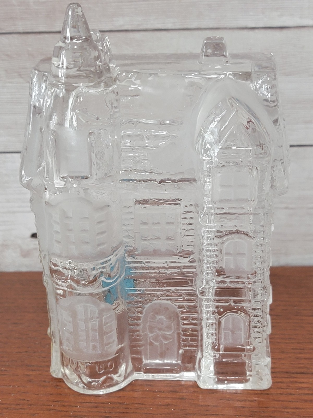 3 Vintage Clear Glass Christmas Village Buildings Church Storefront Houses